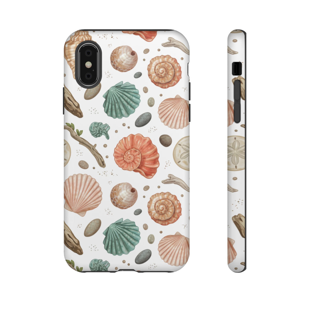 Seashell Pattern Phone Case - Coastal Beach Shells Protective Tough Case