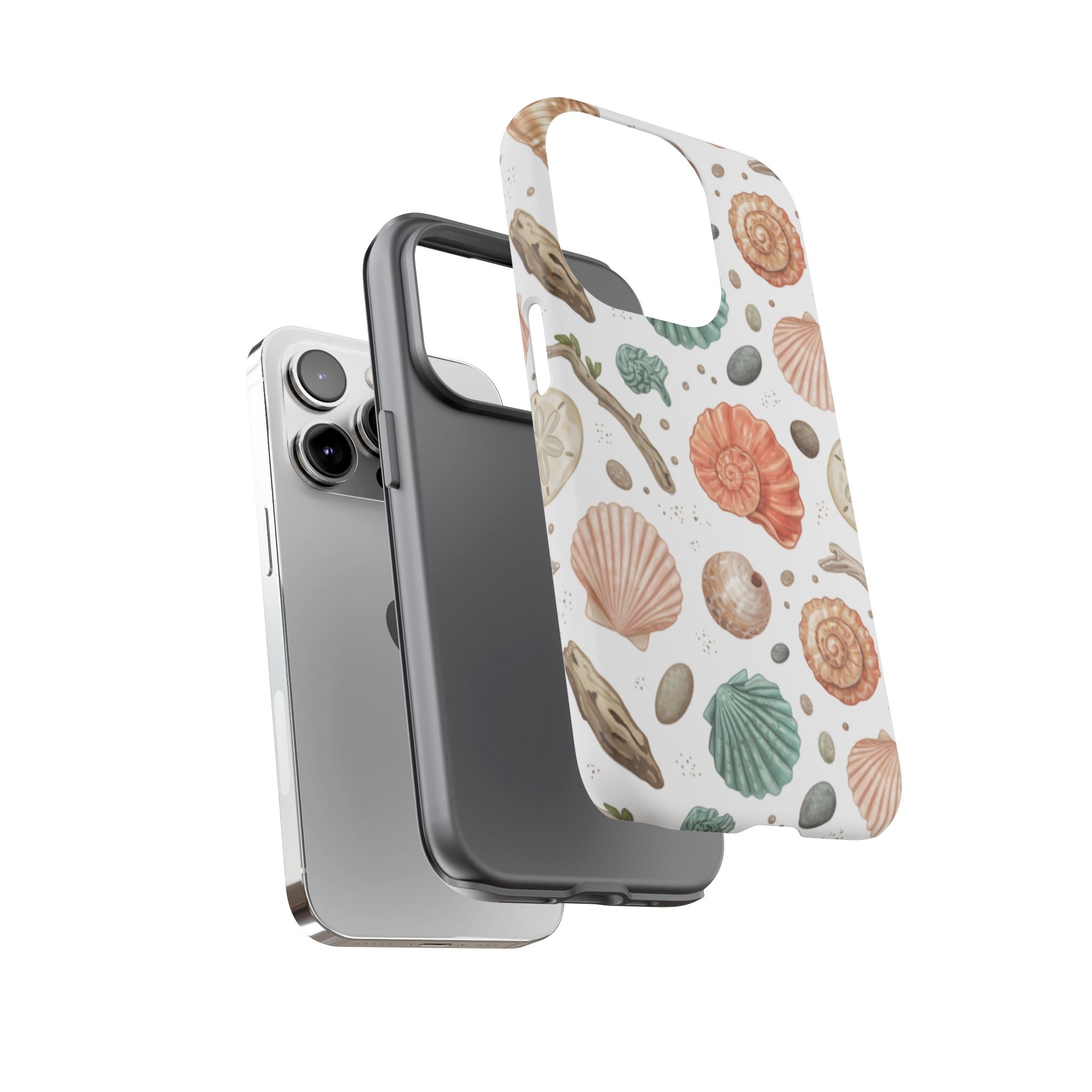 Seashell Pattern Phone Case - Coastal Beach Shells Protective Tough Case