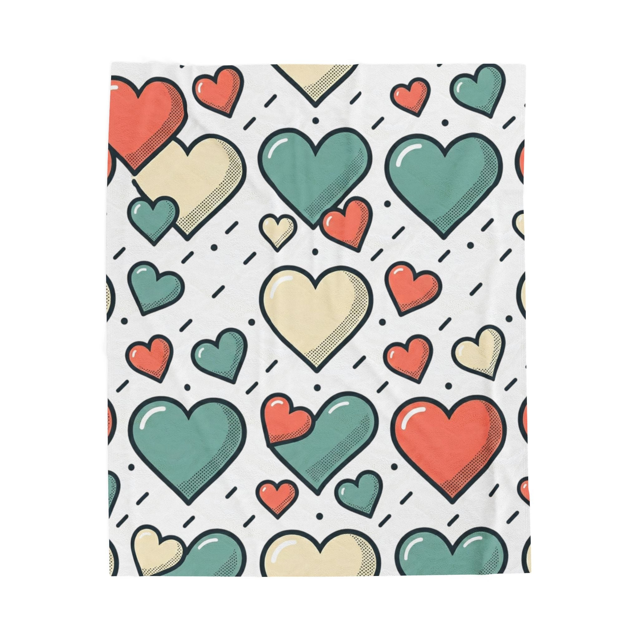 Plush Heart Pattern Velveteen Blanket – Cozy Valentine Throw