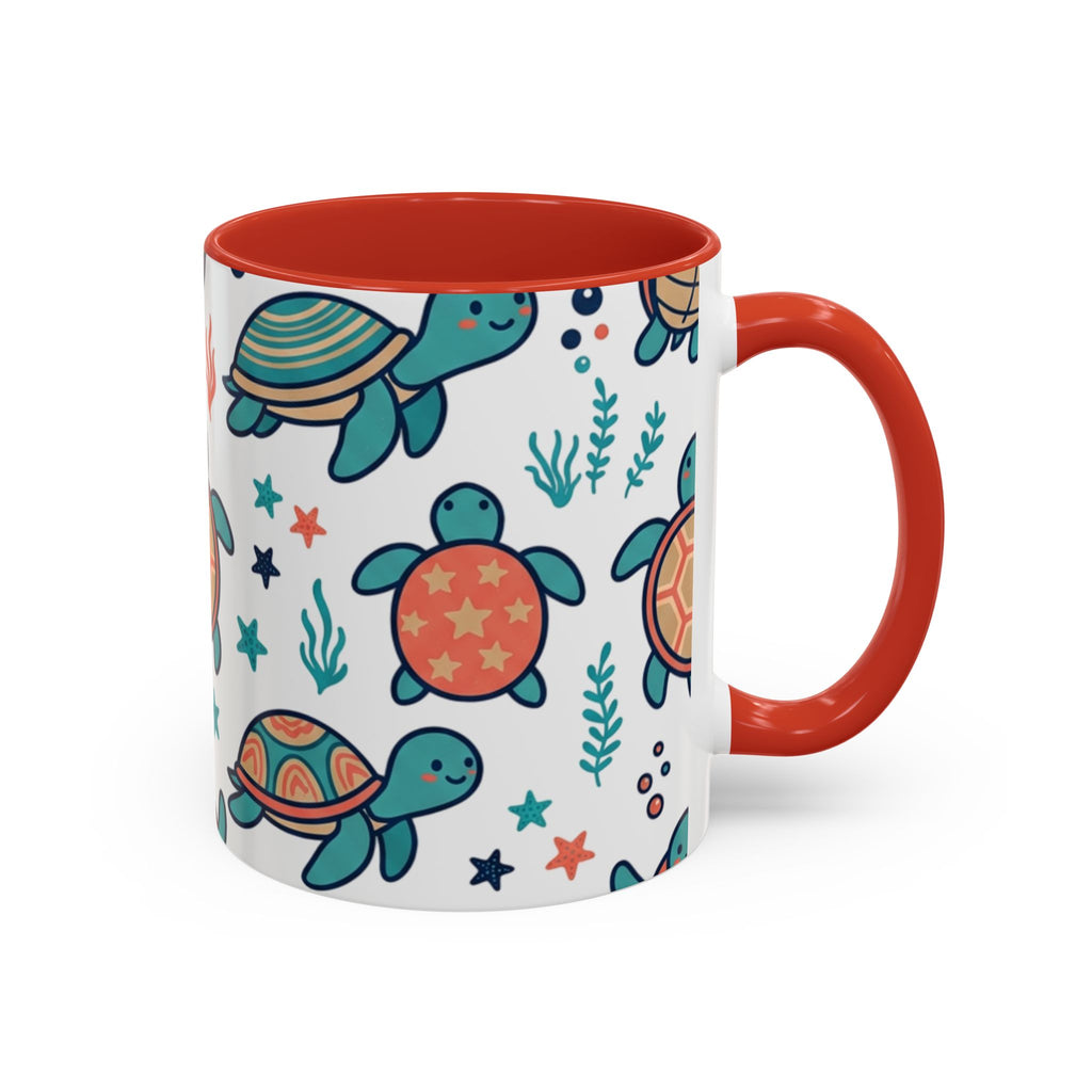 Turtle Pattern Coffee Mug — Cute Sea Turtle Accent Mug (11/15oz)