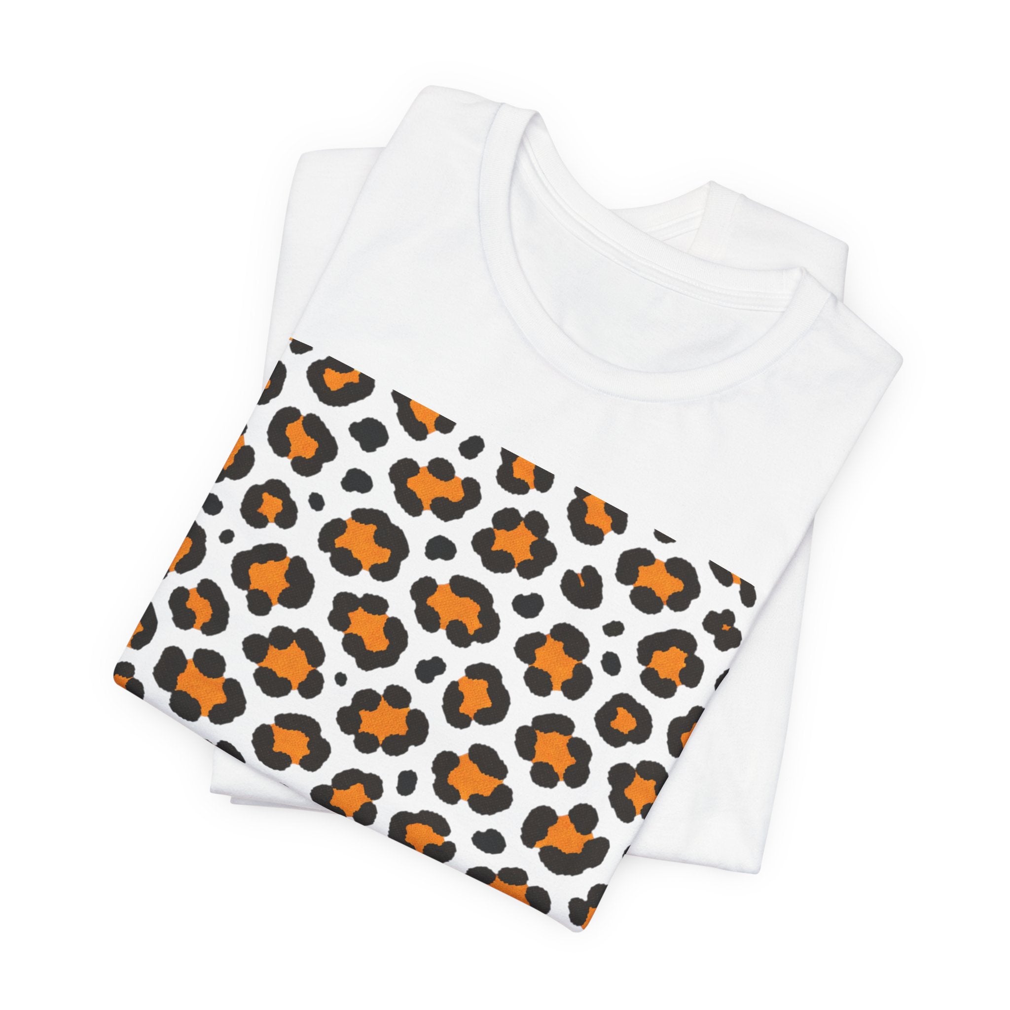 Leopard Print Orange Square T‑Shirt – Animal Print Graphic Tee
