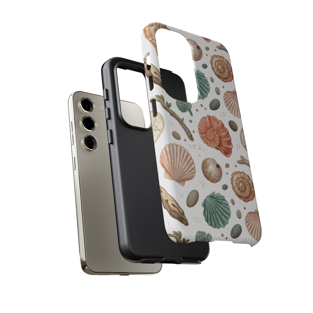 Seashell Pattern Phone Case - Coastal Beach Shells Protective Tough Case