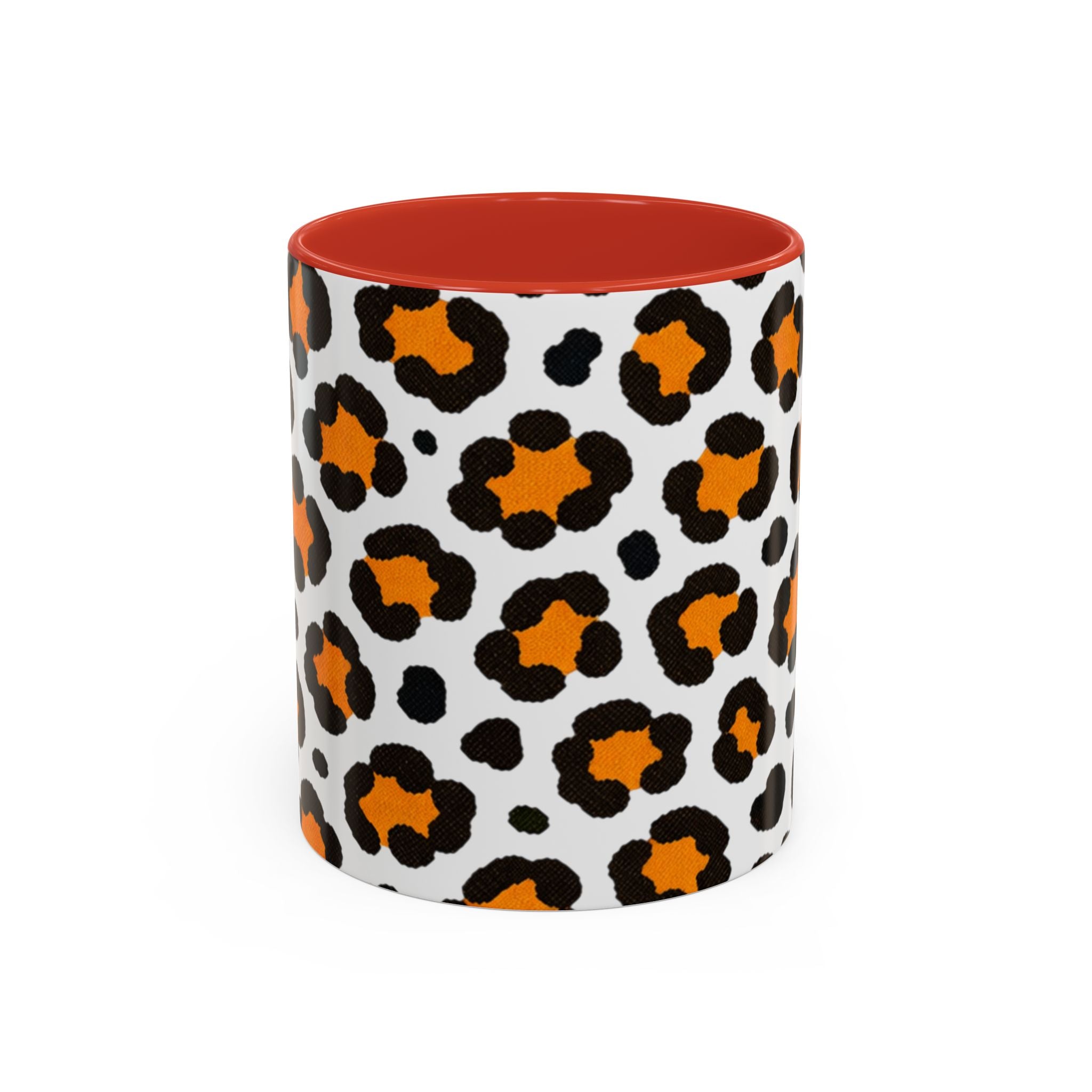 Leopard Print Accent Coffee Mug - Orange & Black Pattern 11/15oz