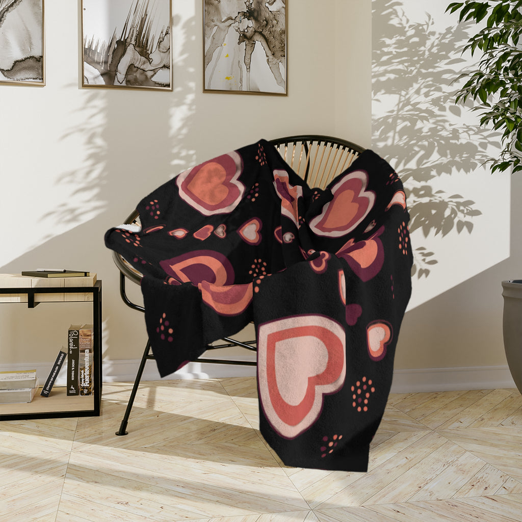 Heart Pattern Velveteen Microfiber Blanket – Cozy Valentine Throw