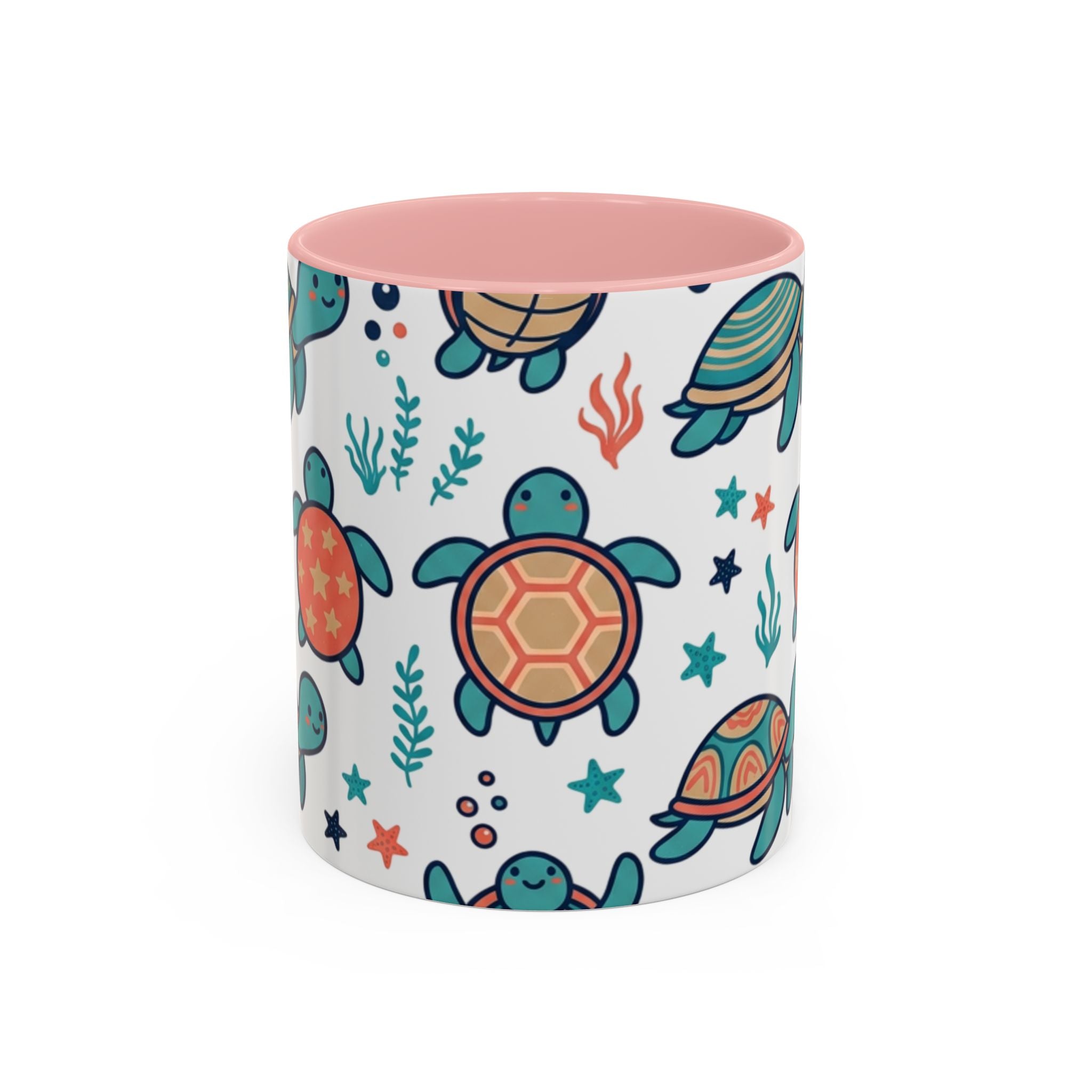 Turtle Pattern Coffee Mug — Cute Sea Turtle Accent Mug (11/15oz)