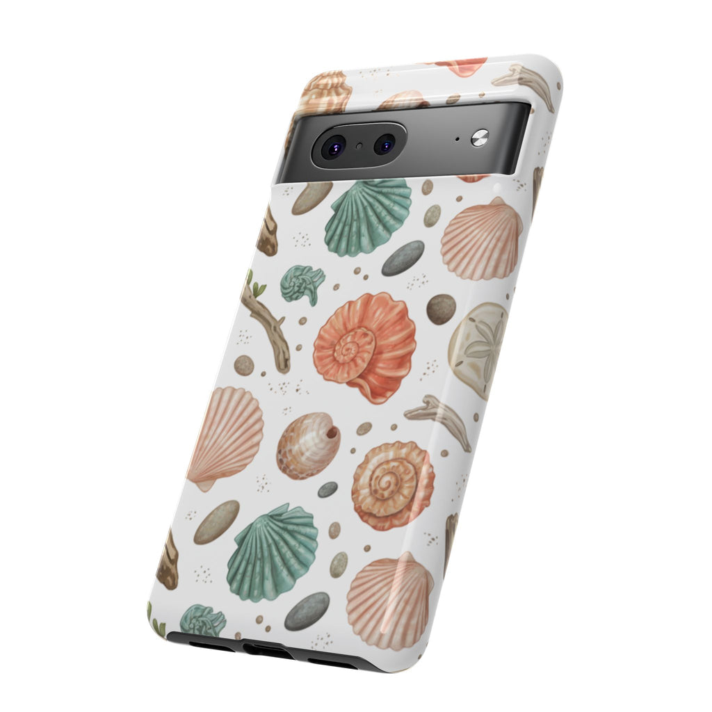 Seashell Pattern Phone Case - Coastal Beach Shells Protective Tough Case