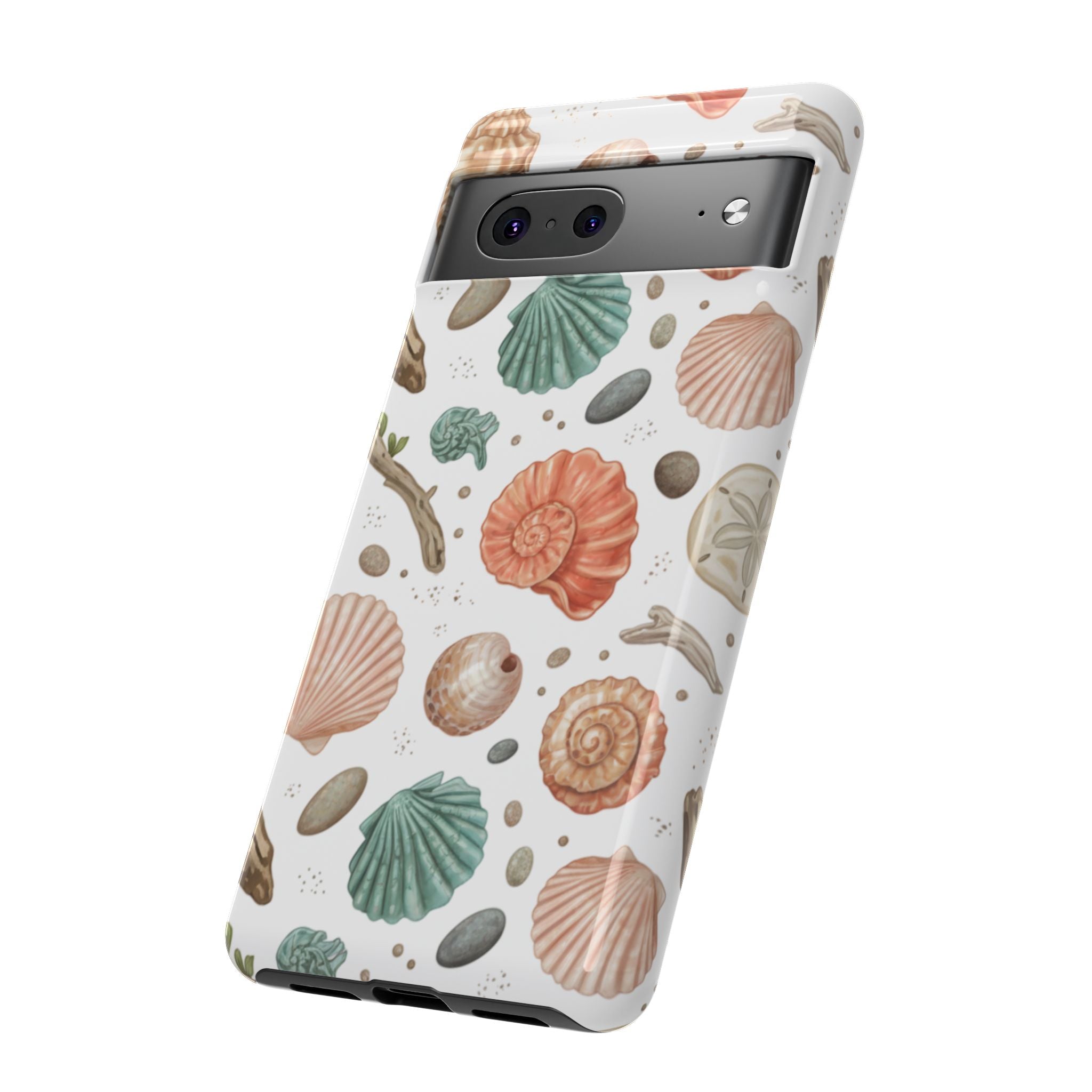 Seashell Pattern Phone Case - Coastal Beach Shells Protective Tough Case