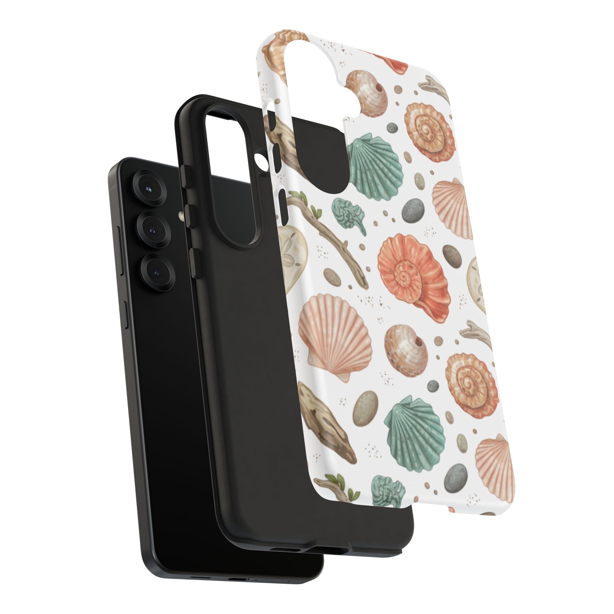 Seashell Pattern Phone Case - Coastal Beach Shells Protective Tough Case