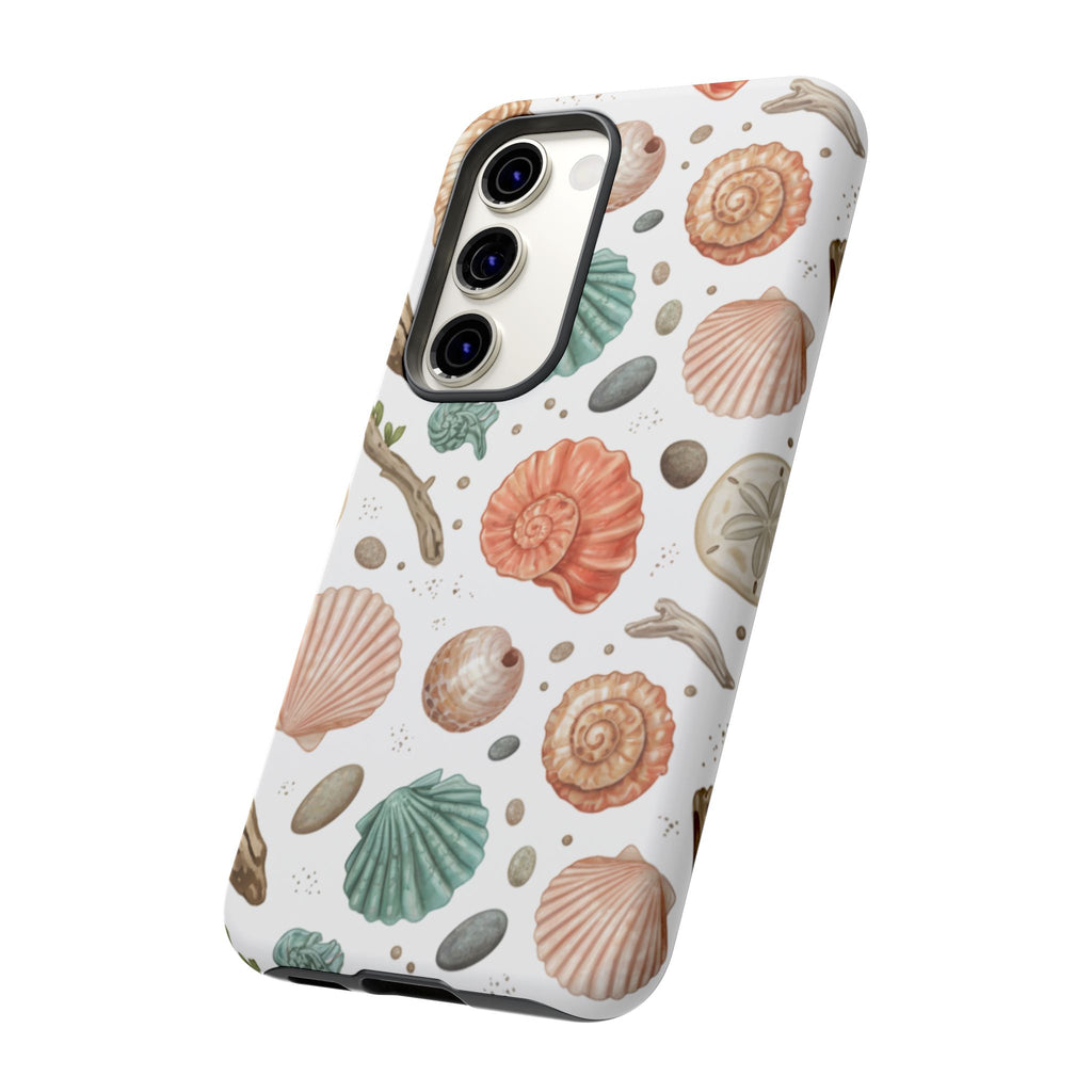 Seashell Pattern Phone Case - Coastal Beach Shells Protective Tough Case