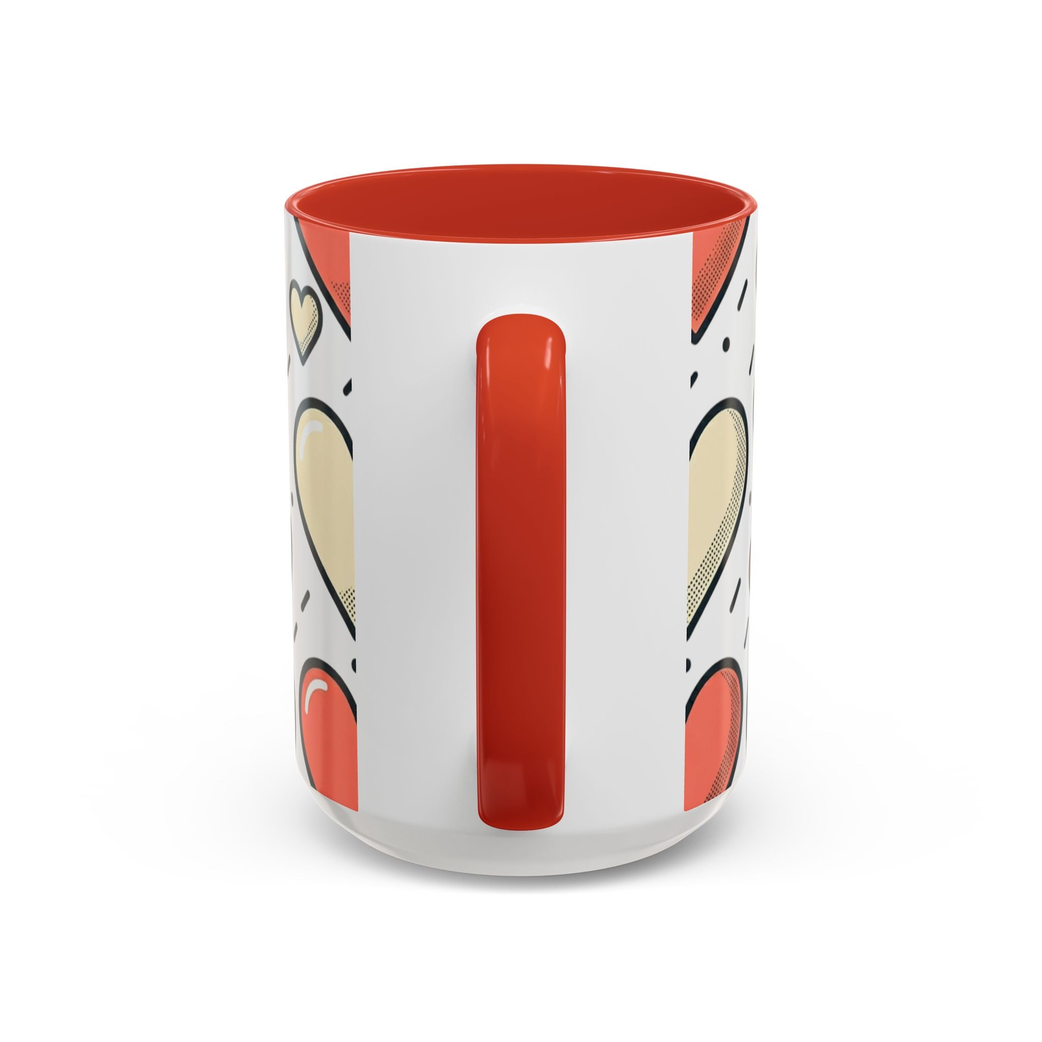 Heart Pattern Accent Coffee Mug — Cute Colorful Hearts Design (11/15 oz)