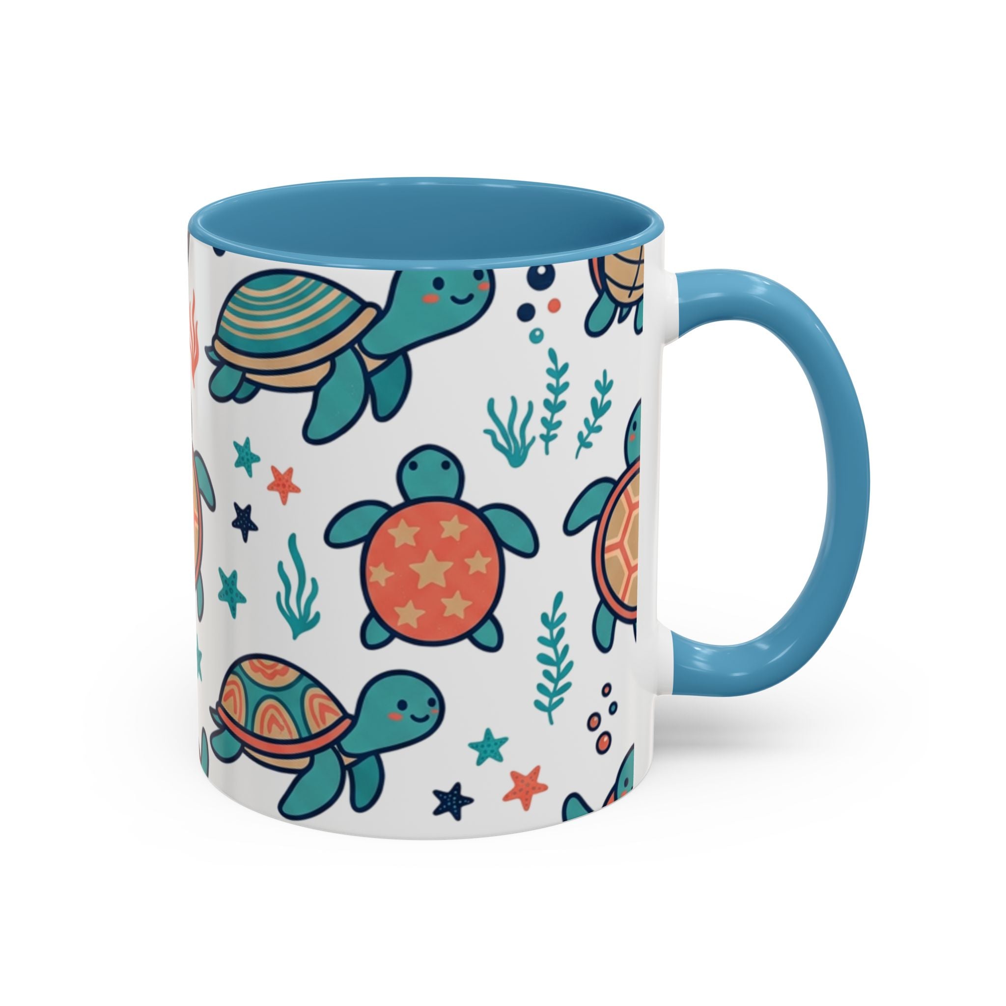 Turtle Pattern Coffee Mug — Cute Sea Turtle Accent Mug (11/15oz)