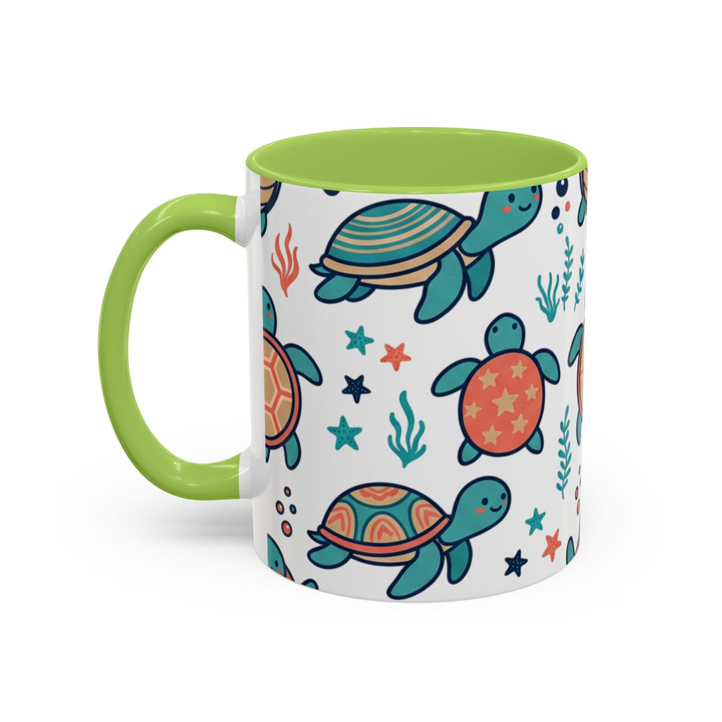 Turtle Pattern Coffee Mug — Cute Sea Turtle Accent Mug (11/15oz)