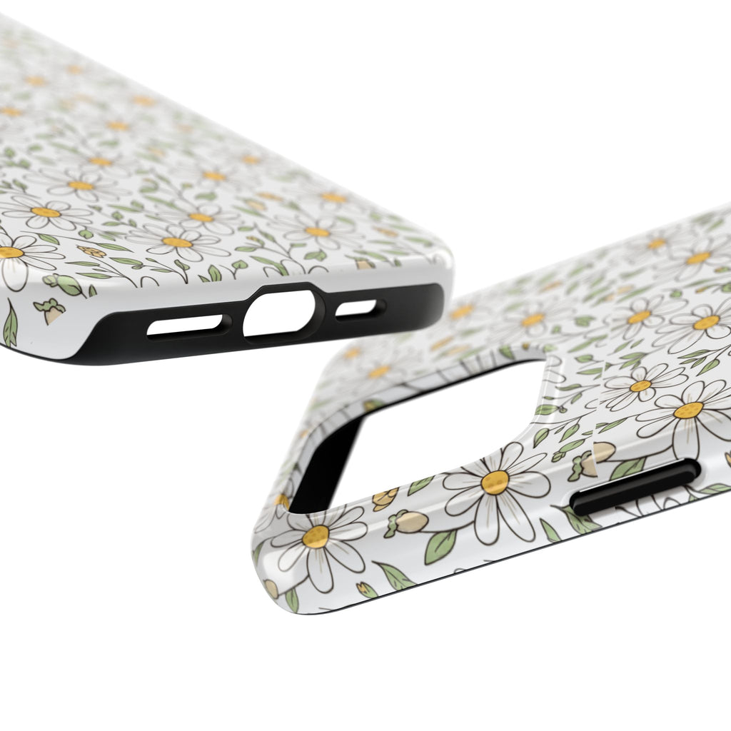 Daisy Floral Tough Phone Case — Protective White Spring Pattern