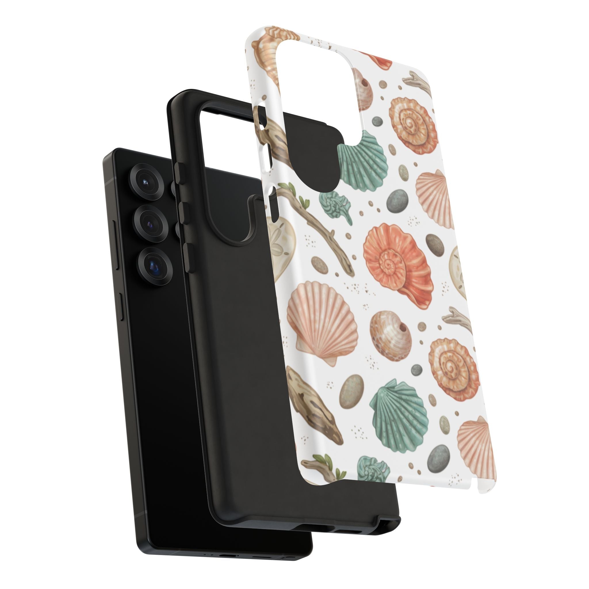 Seashell Pattern Phone Case - Coastal Beach Shells Protective Tough Case