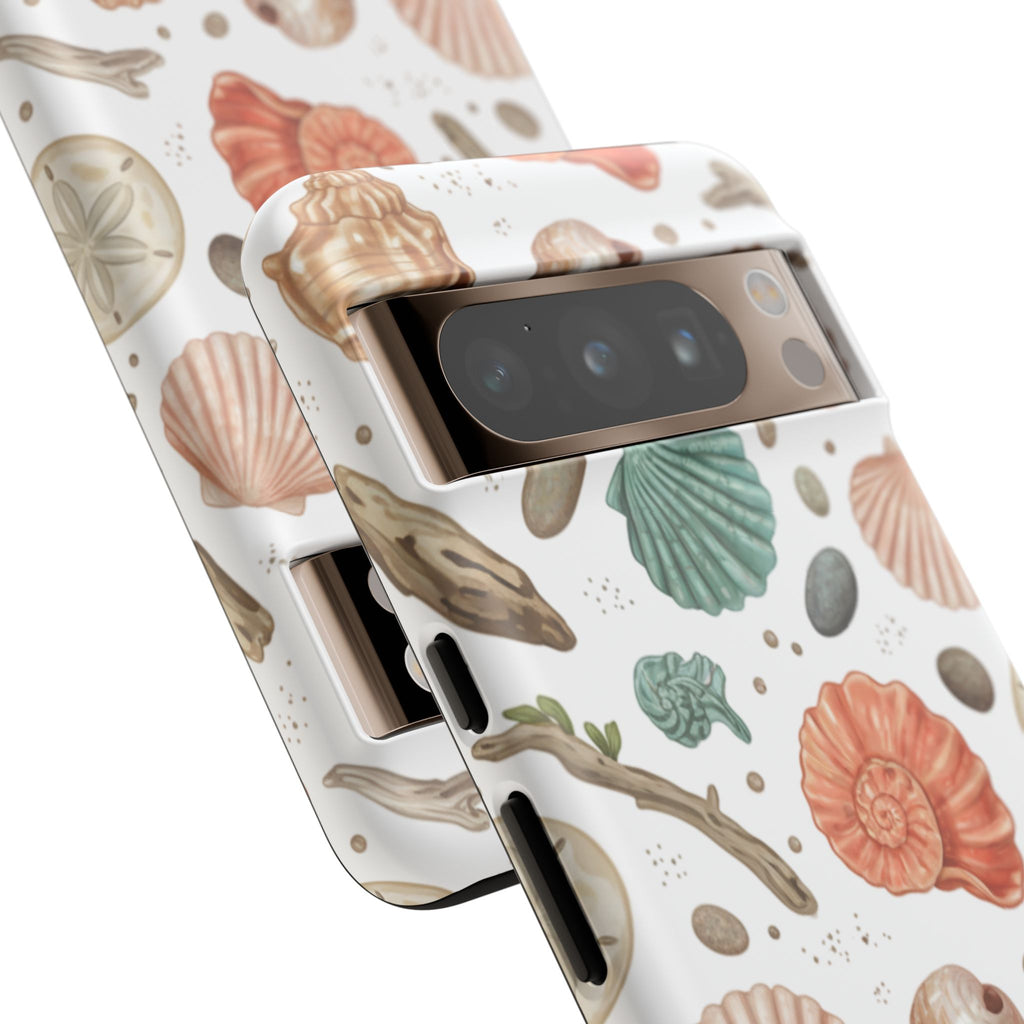 Seashell Pattern Phone Case - Coastal Beach Shells Protective Tough Case