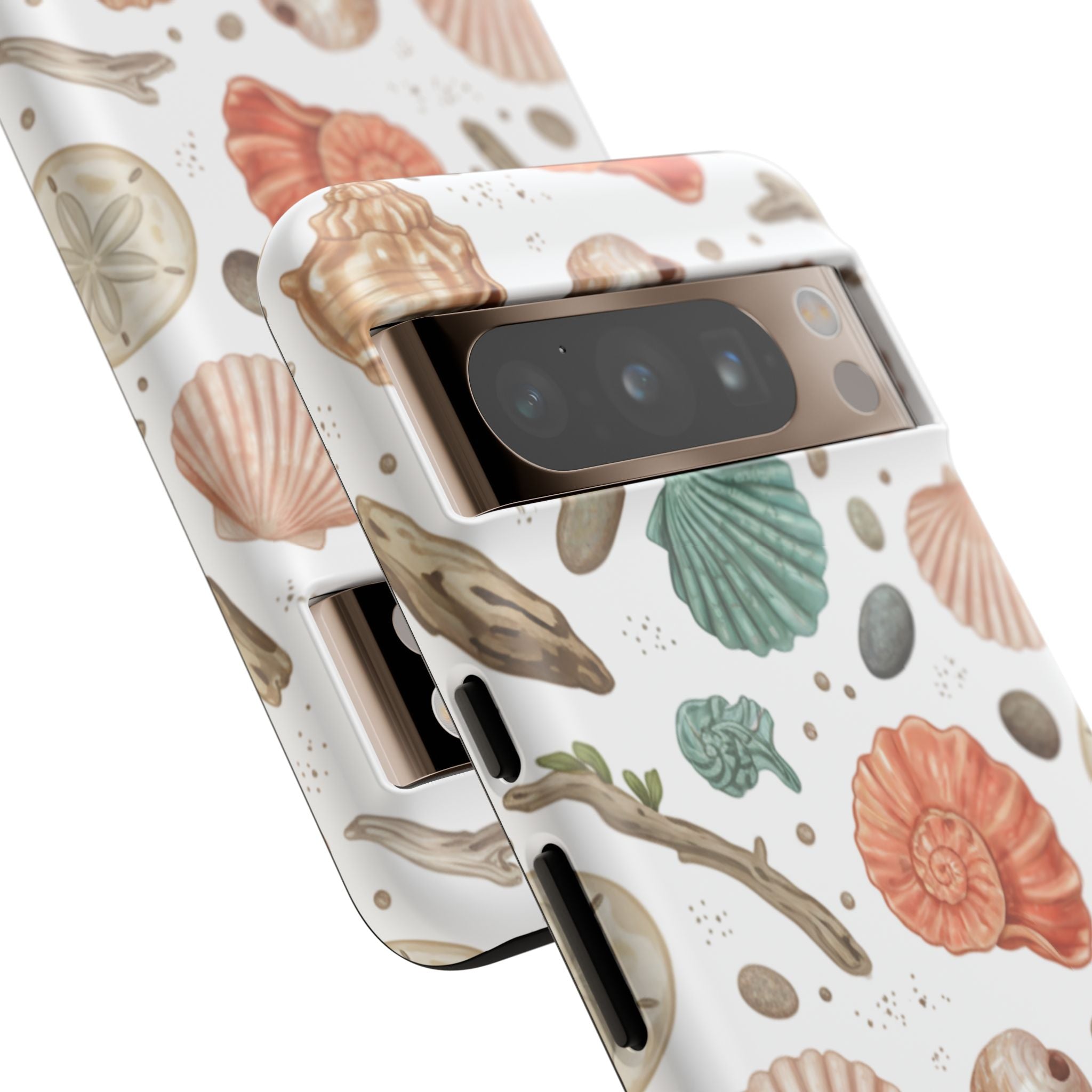 Seashell Pattern Phone Case - Coastal Beach Shells Protective Tough Case