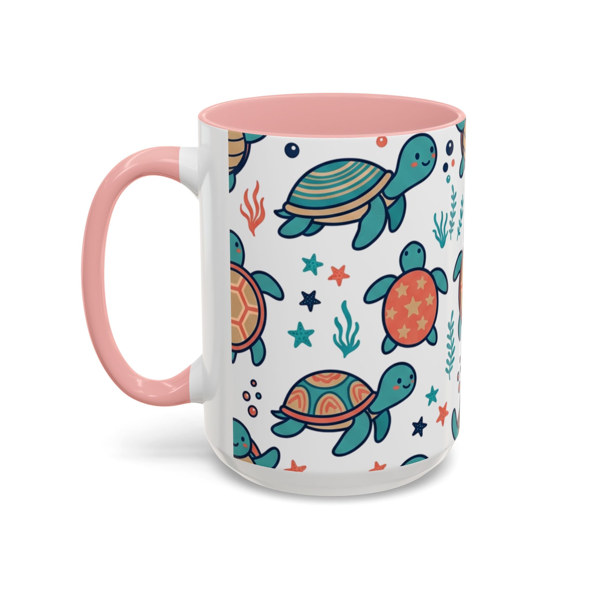 Turtle Pattern Coffee Mug — Cute Sea Turtle Accent Mug (11/15oz)