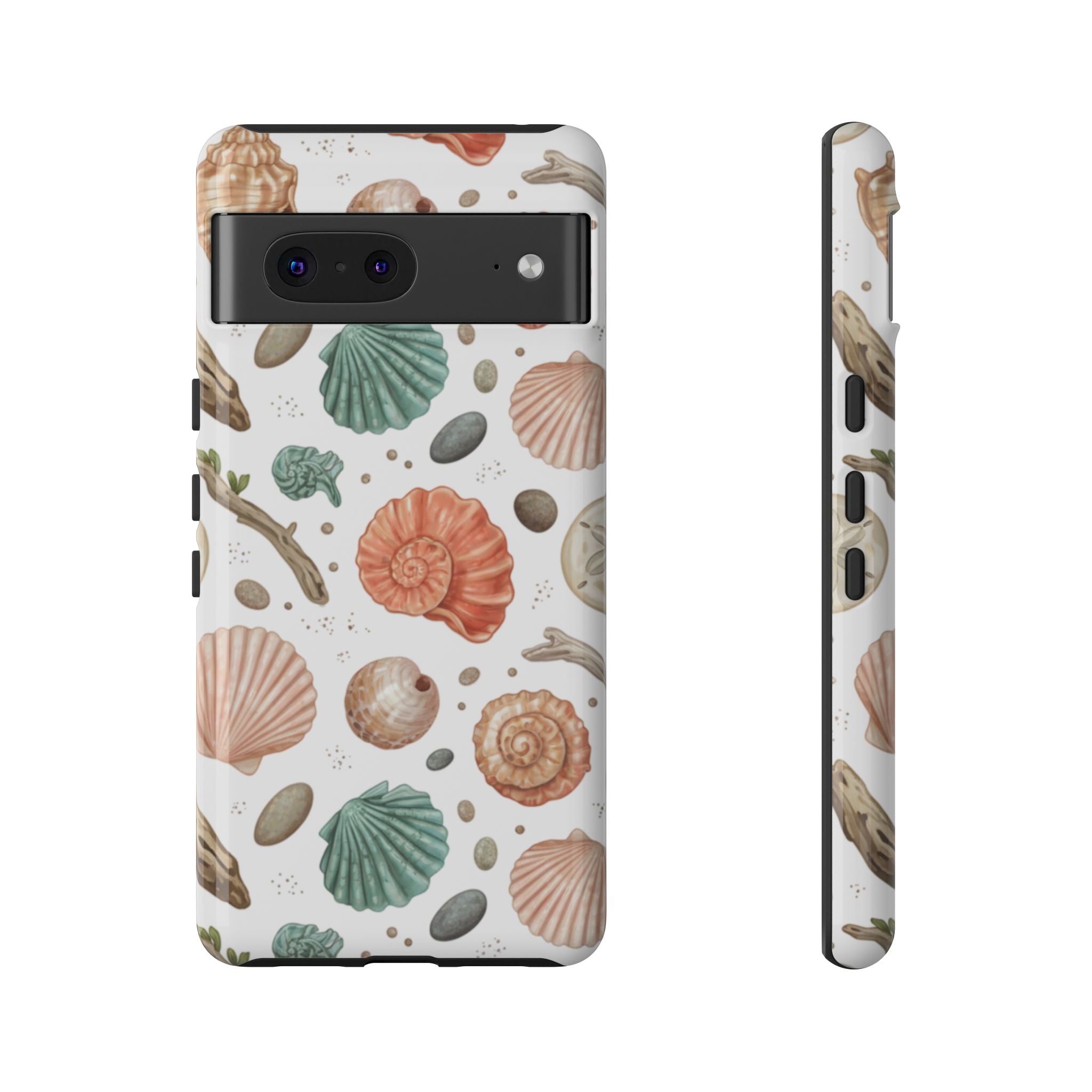 Seashell Pattern Phone Case - Coastal Beach Shells Protective Tough Case