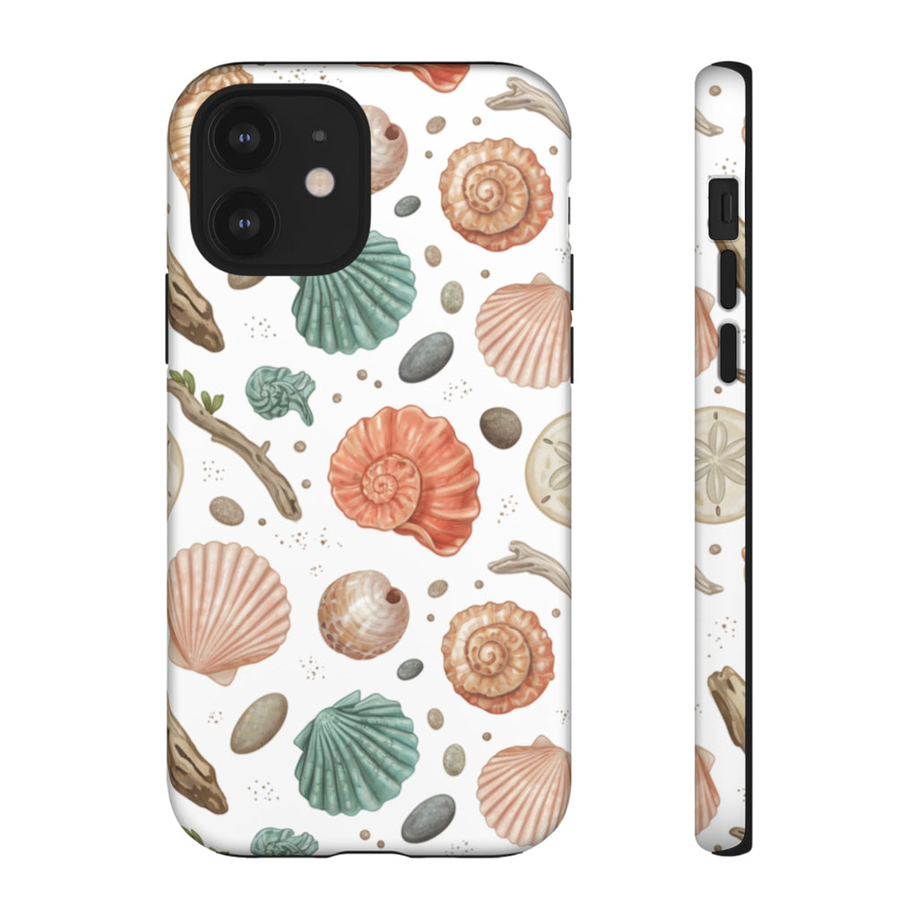 Seashell Pattern Phone Case - Coastal Beach Shells Protective Tough Case