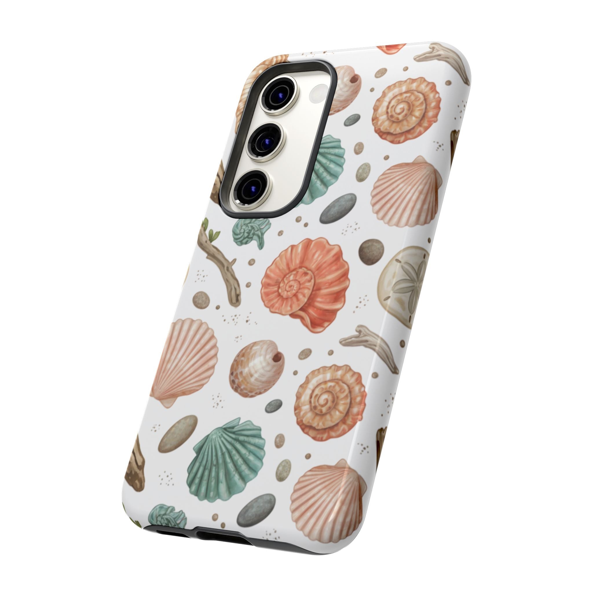 Seashell Pattern Phone Case - Coastal Beach Shells Protective Tough Case