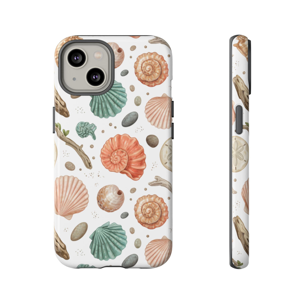 Seashell Pattern Phone Case - Coastal Beach Shells Protective Tough Case
