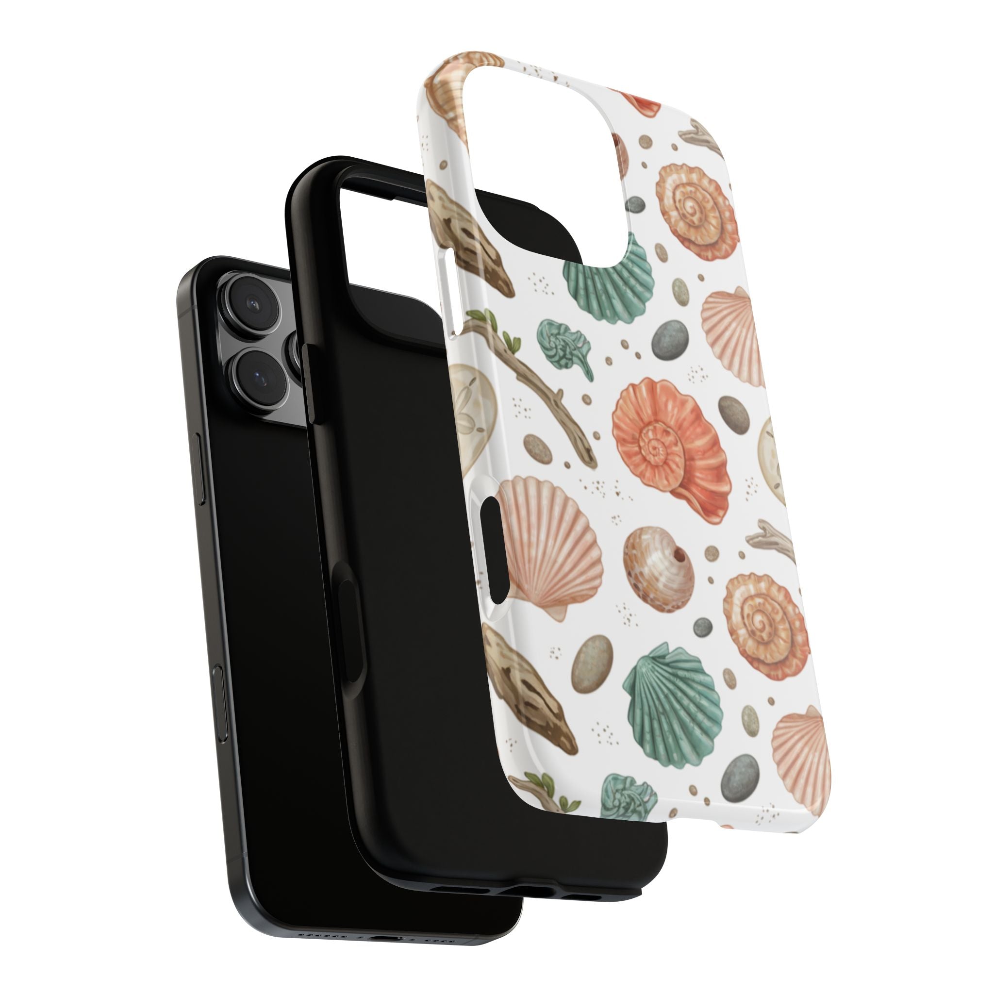 Seashell Pattern Phone Case - Coastal Beach Shells Protective Tough Case