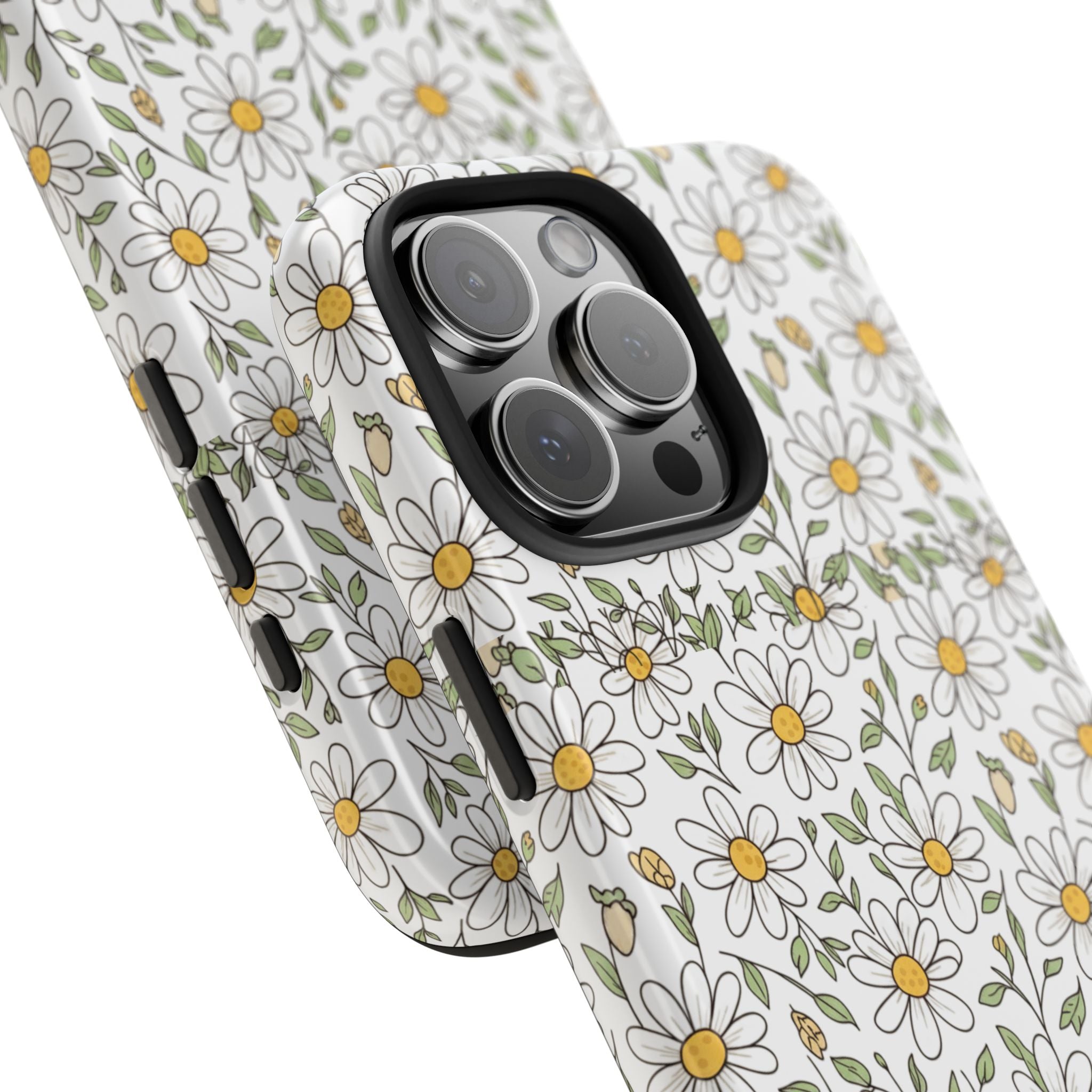 Daisy Floral Tough Phone Case — Protective White Spring Pattern