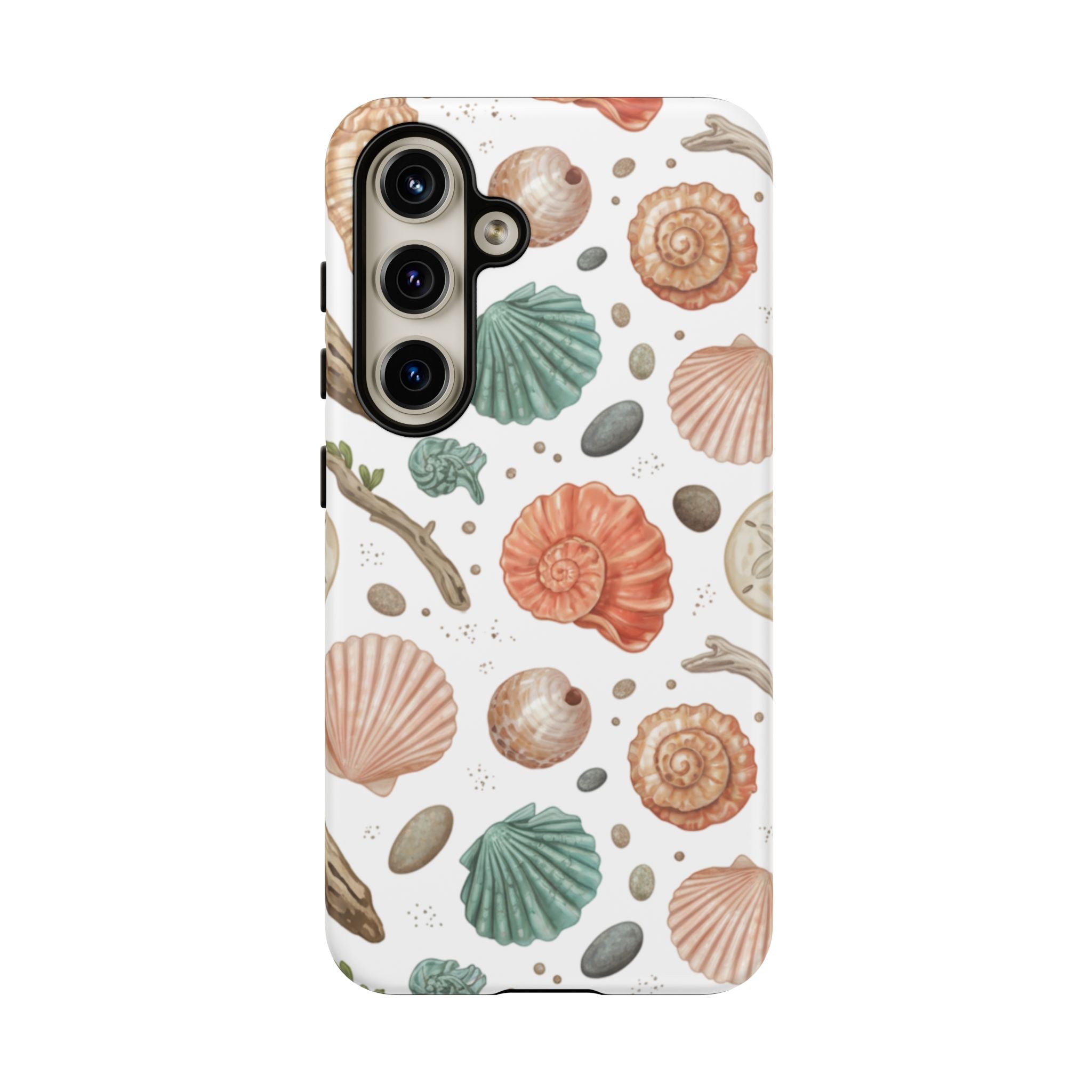 Seashell Pattern Phone Case - Coastal Beach Shells Protective Tough Case