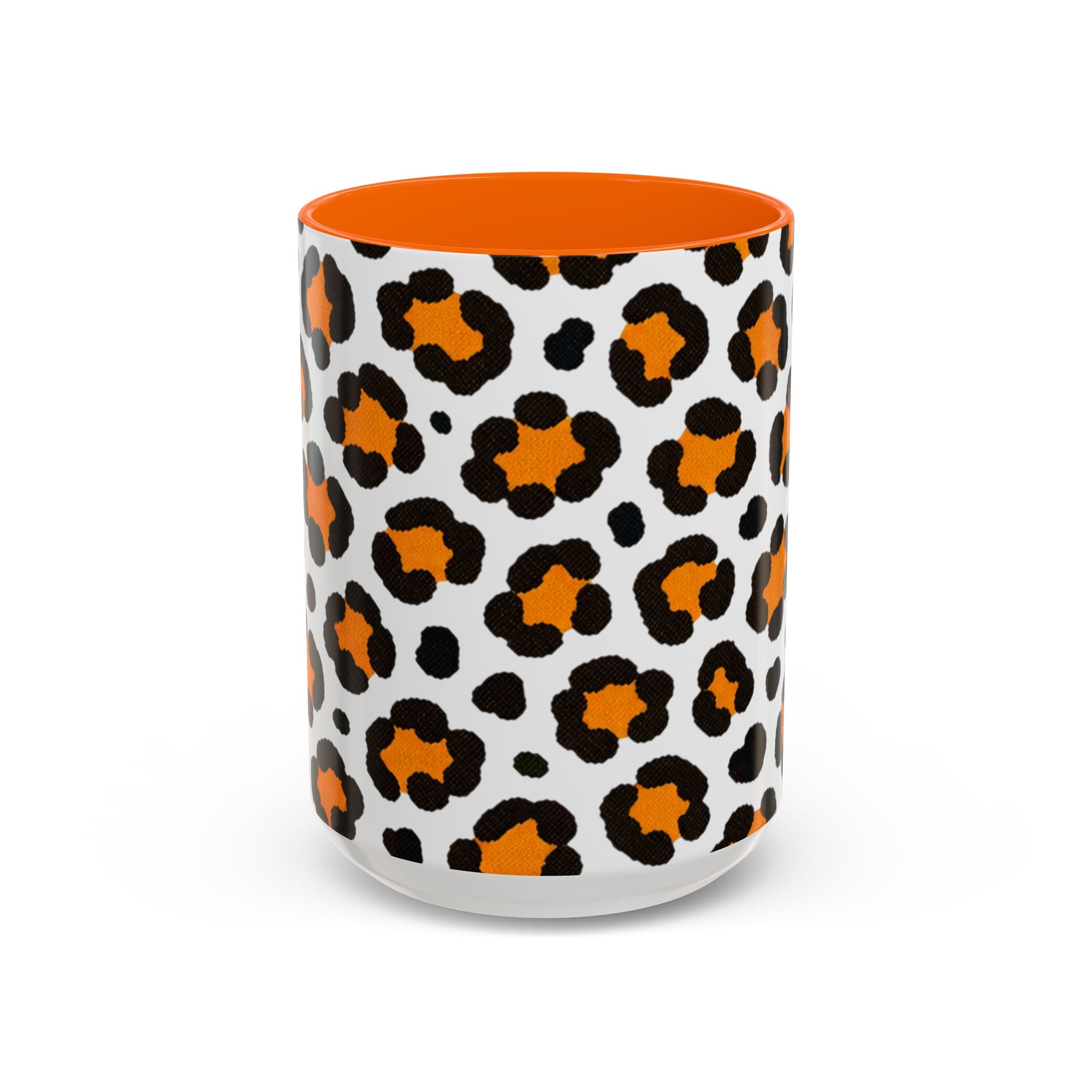 Leopard Print Accent Coffee Mug - Orange & Black Pattern 11/15oz