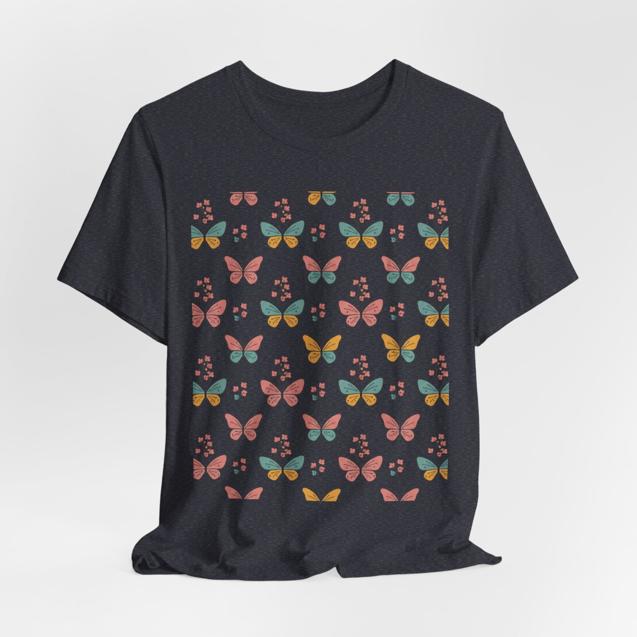 Butterfly Pattern Tee — Pastel Moth Floral Unisex T-Shirt
