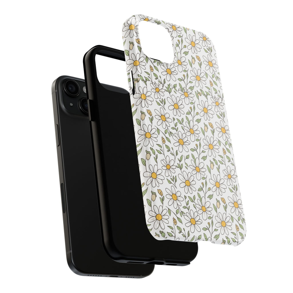 Daisy Floral Tough Phone Case — Protective White Spring Pattern