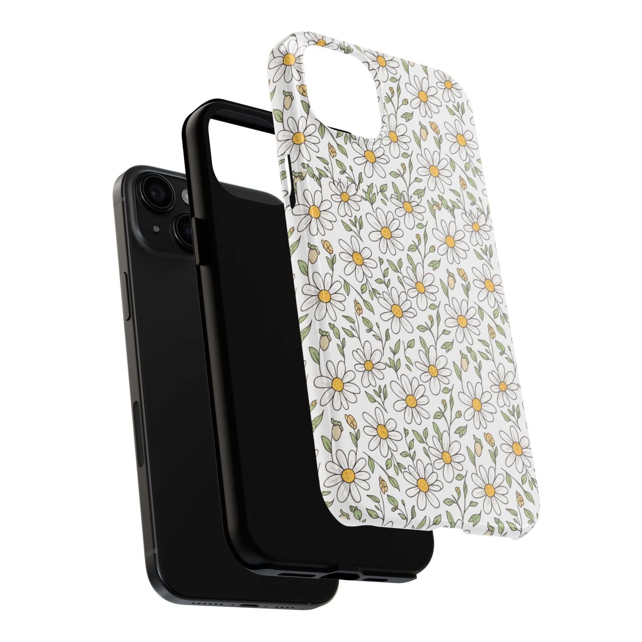 Daisy Floral Tough Phone Case — Protective White Spring Pattern