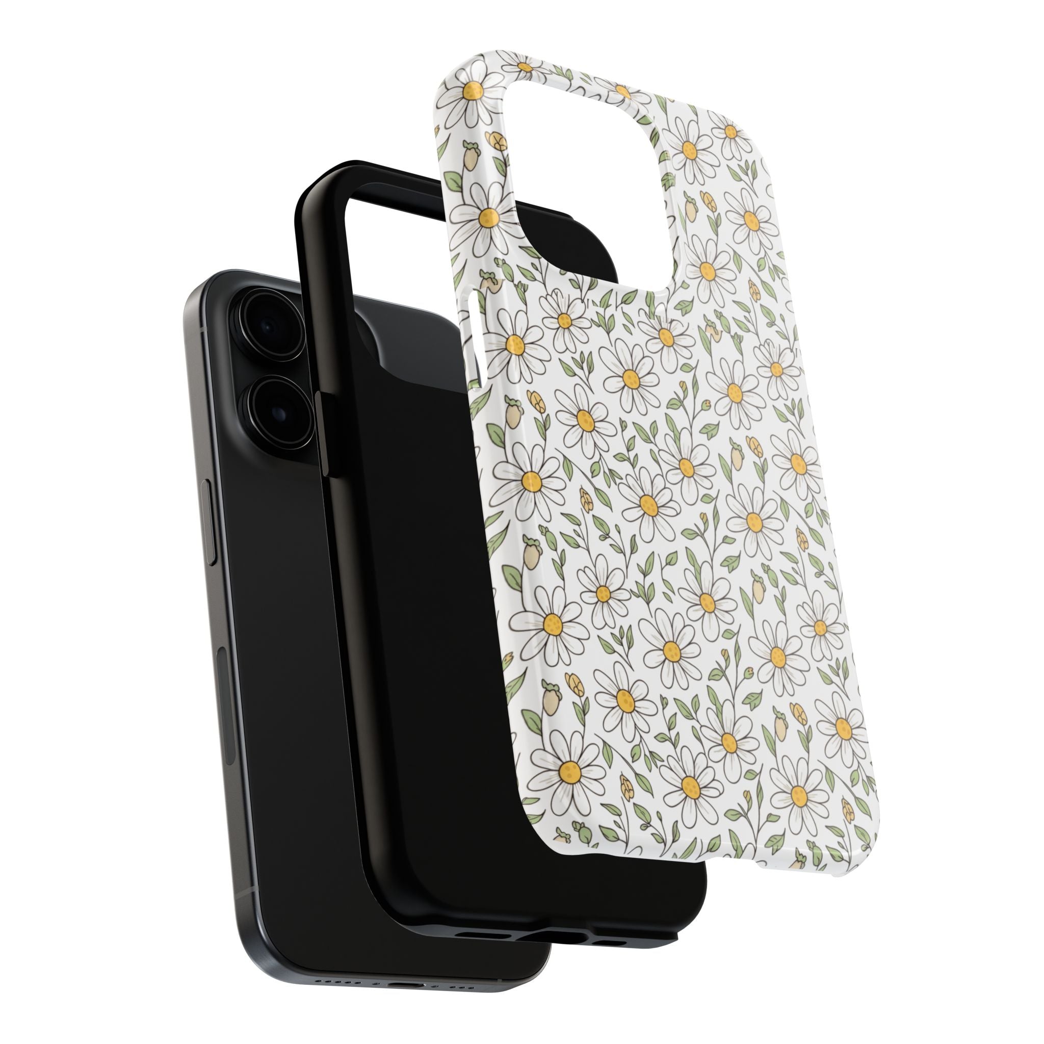 Daisy Floral Tough Phone Case — Protective White Spring Pattern
