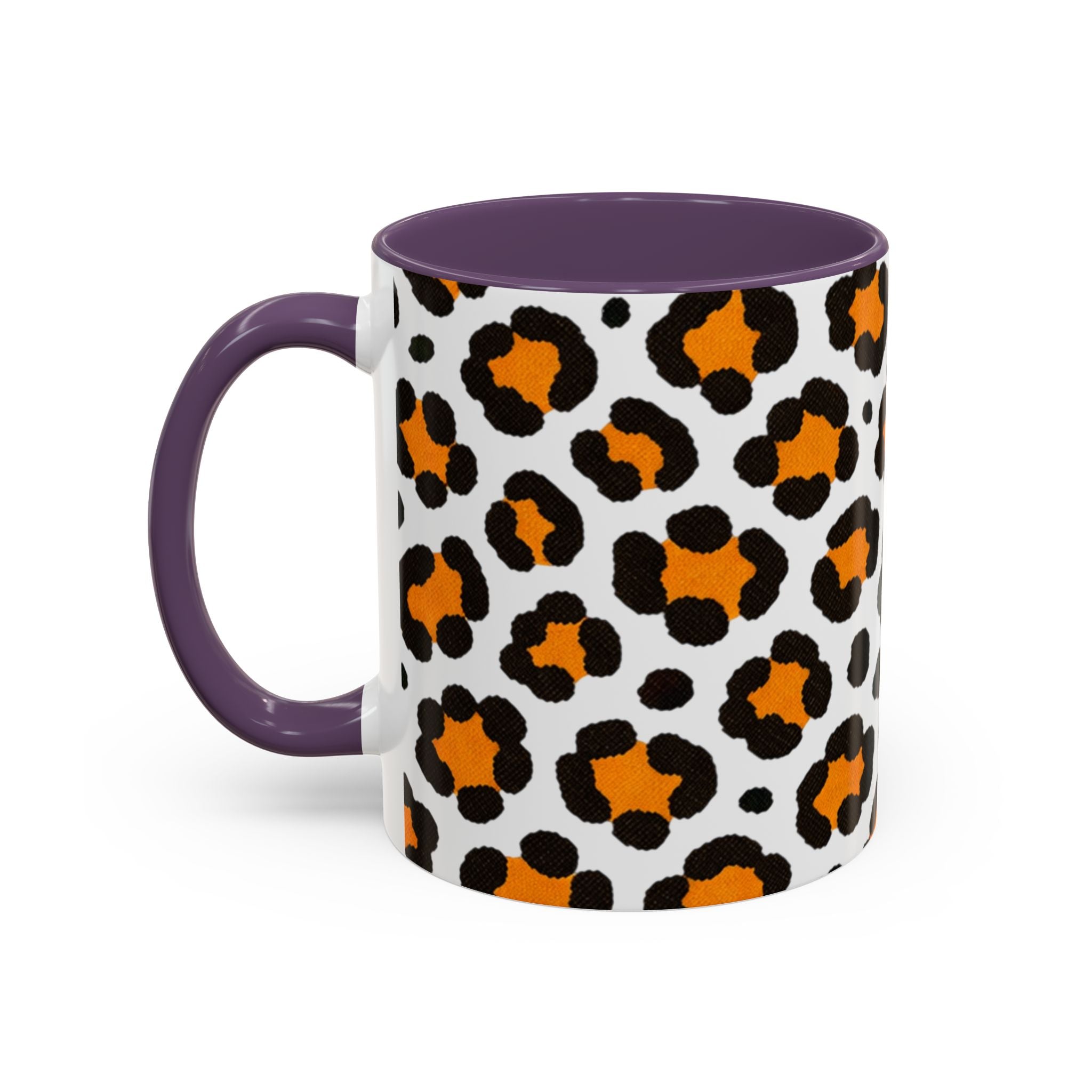 Leopard Print Accent Coffee Mug - Orange & Black Pattern 11/15oz
