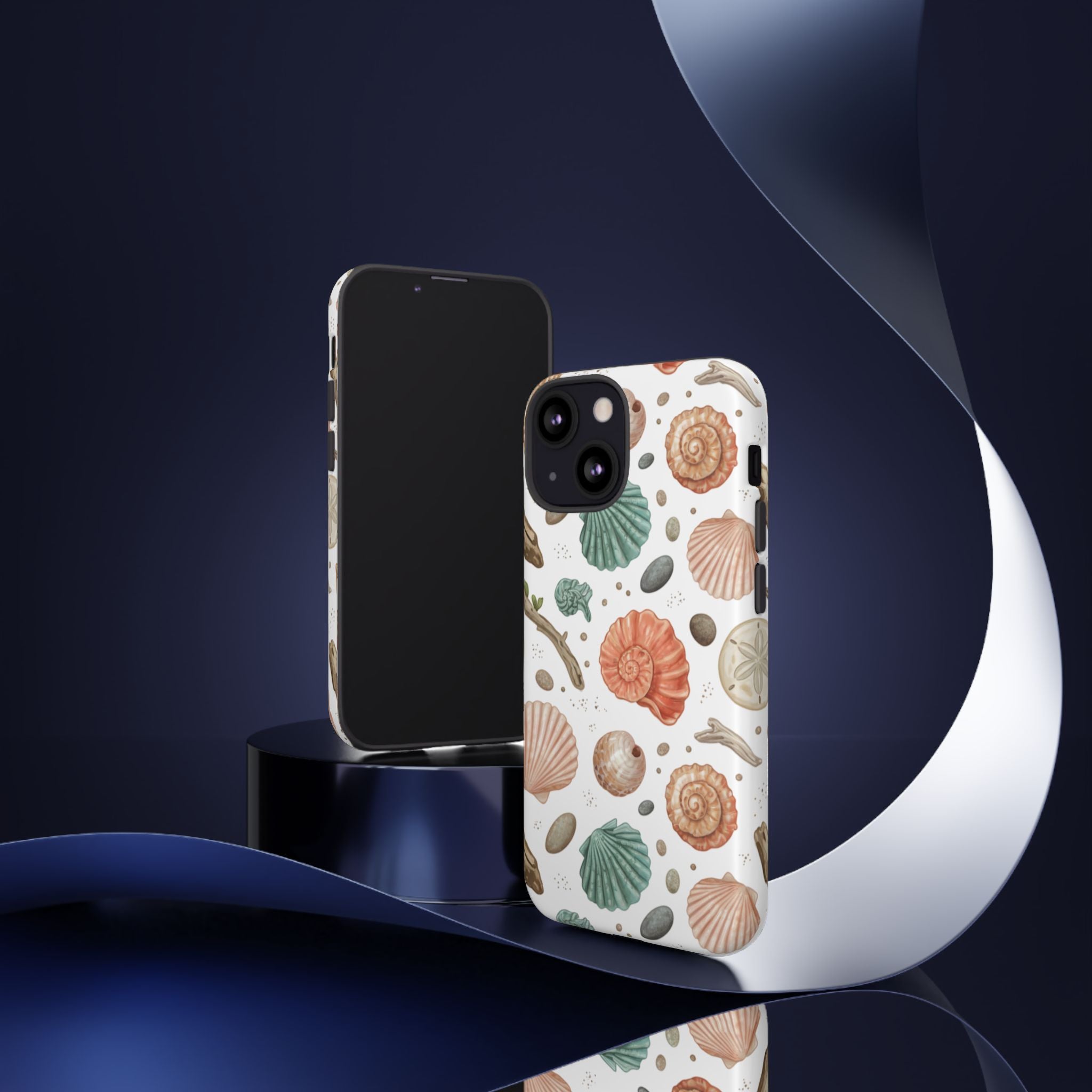 Seashell Pattern Phone Case - Coastal Beach Shells Protective Tough Case