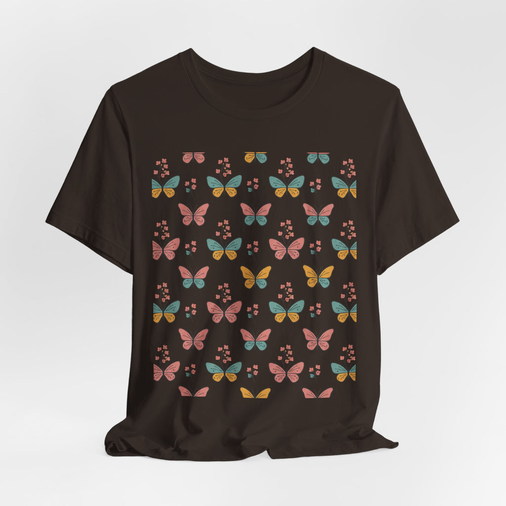 Butterfly Pattern Tee — Pastel Moth Floral Unisex T-Shirt