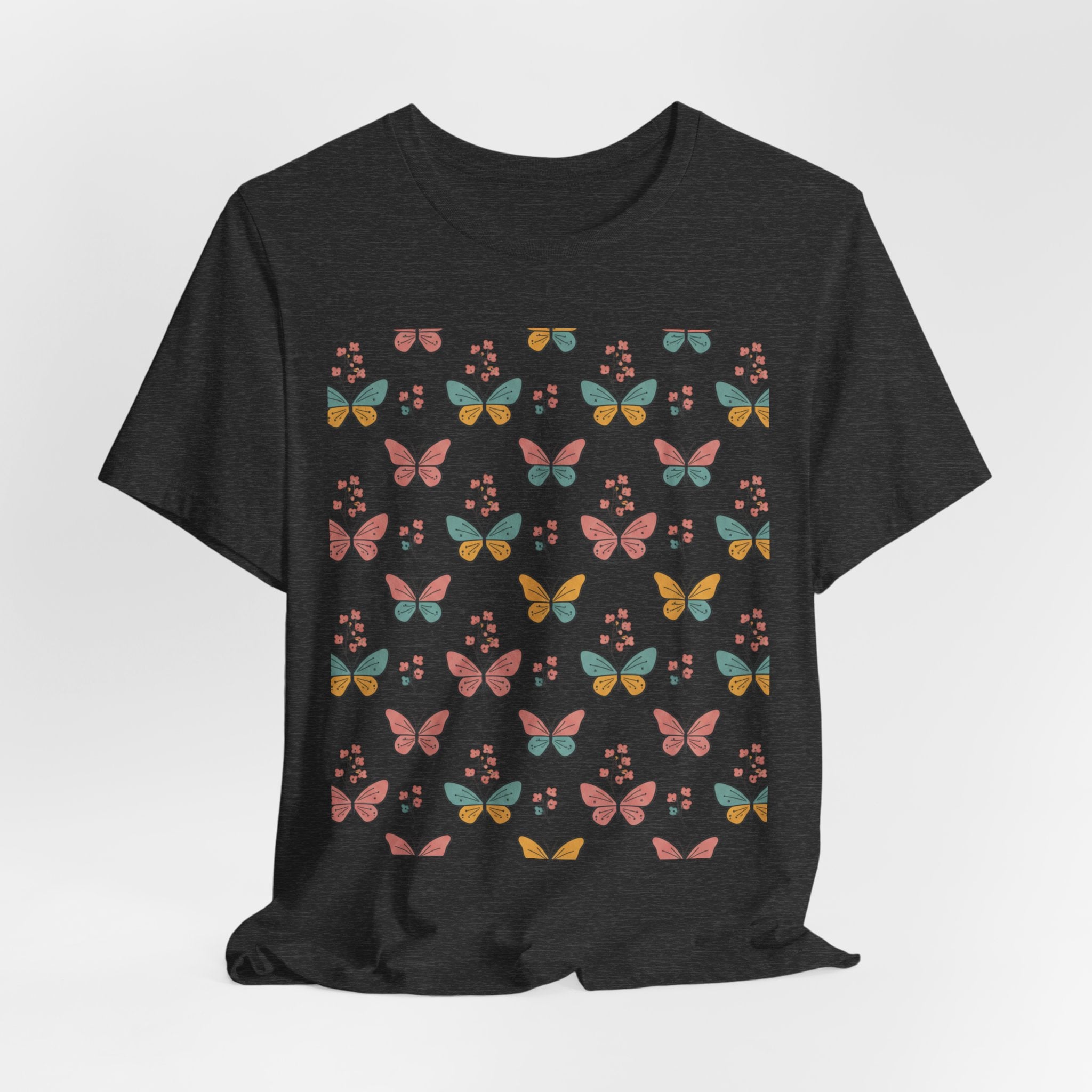 Butterfly Pattern Tee — Pastel Moth Floral Unisex T-Shirt