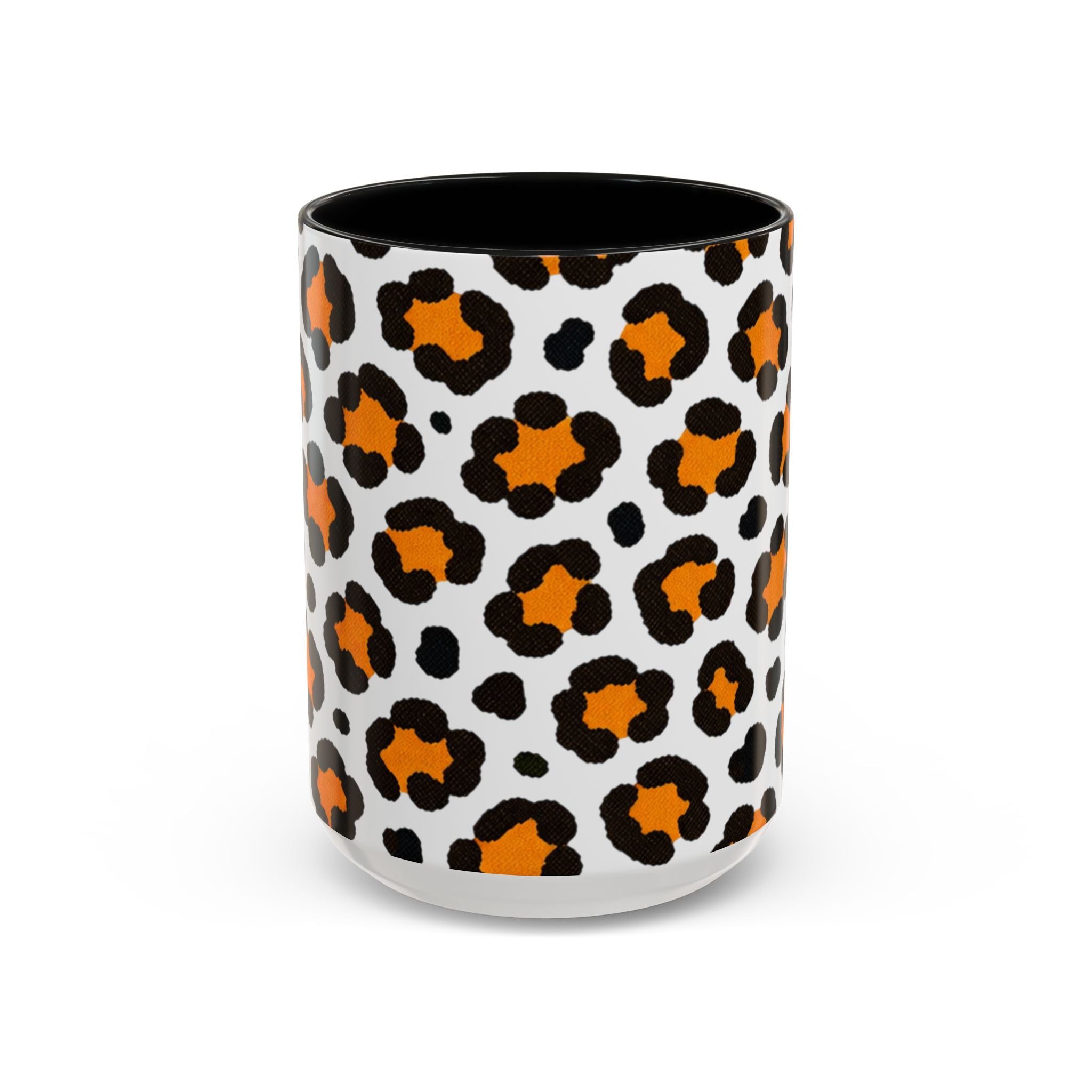 Leopard Print Accent Coffee Mug - Orange & Black Pattern 11/15oz