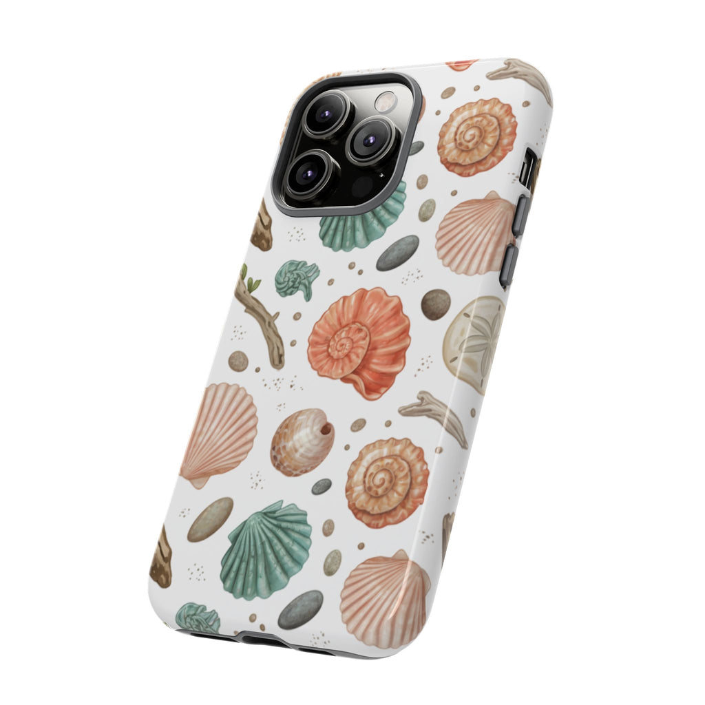 Seashell Pattern Phone Case - Coastal Beach Shells Protective Tough Case