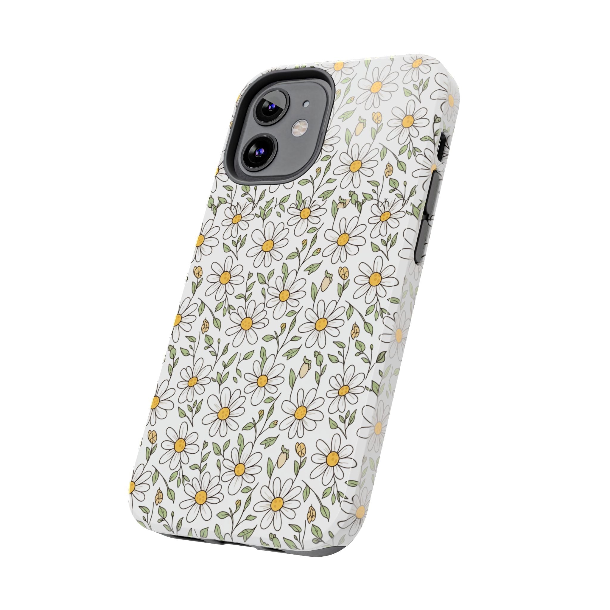 Daisy Floral Tough Phone Case — Protective White Spring Pattern