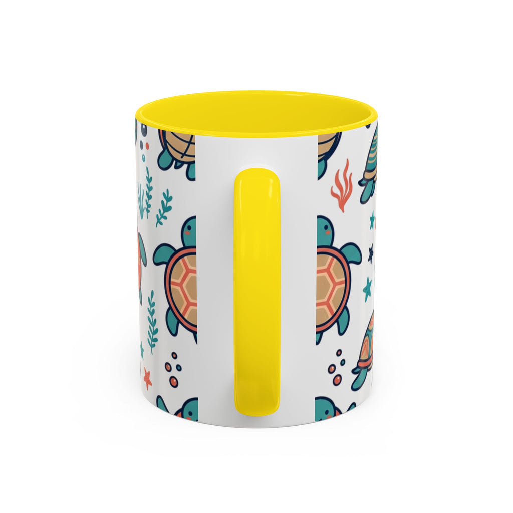 Turtle Pattern Coffee Mug — Cute Sea Turtle Accent Mug (11/15oz)