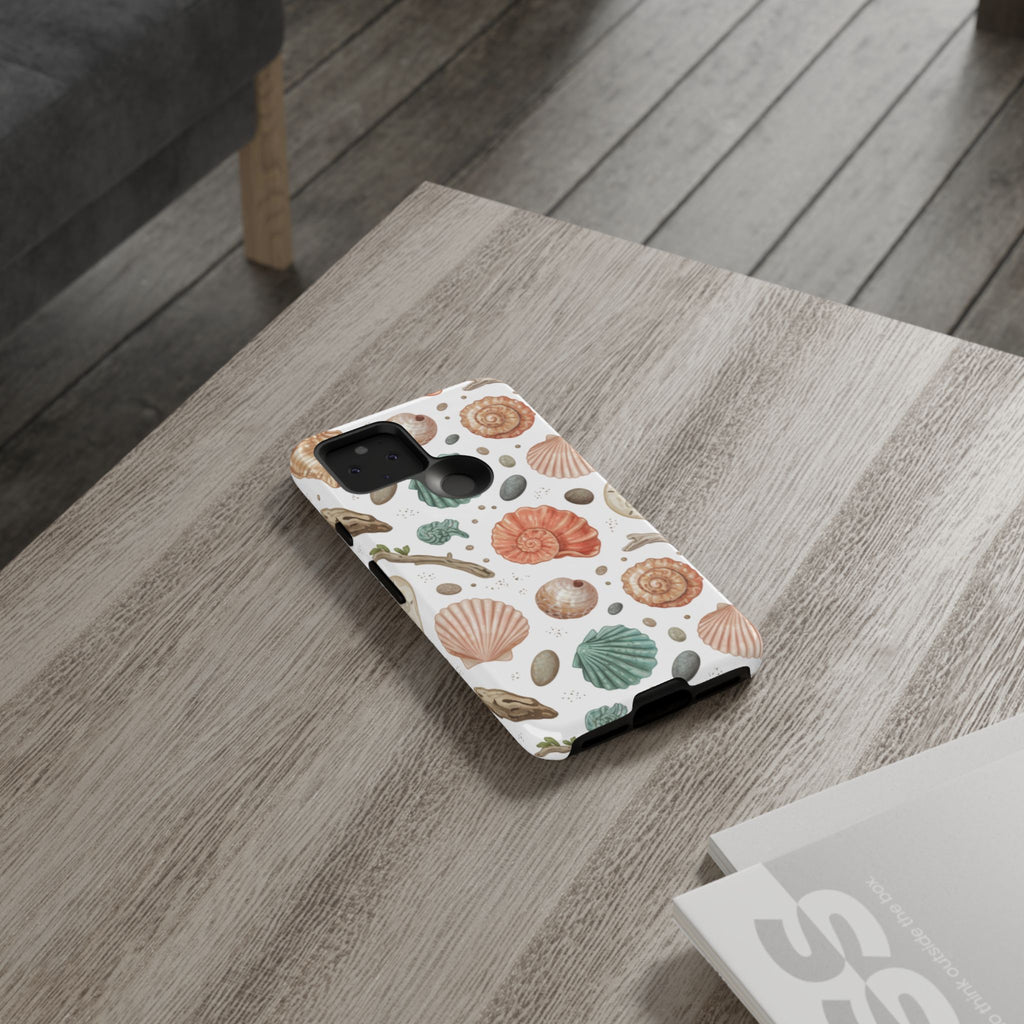 Seashell Pattern Phone Case - Coastal Beach Shells Protective Tough Case