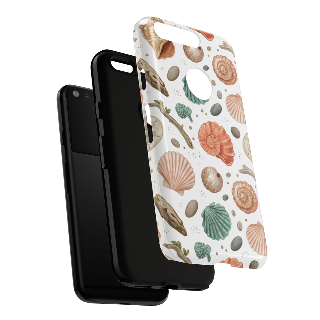 Seashell Pattern Phone Case - Coastal Beach Shells Protective Tough Case