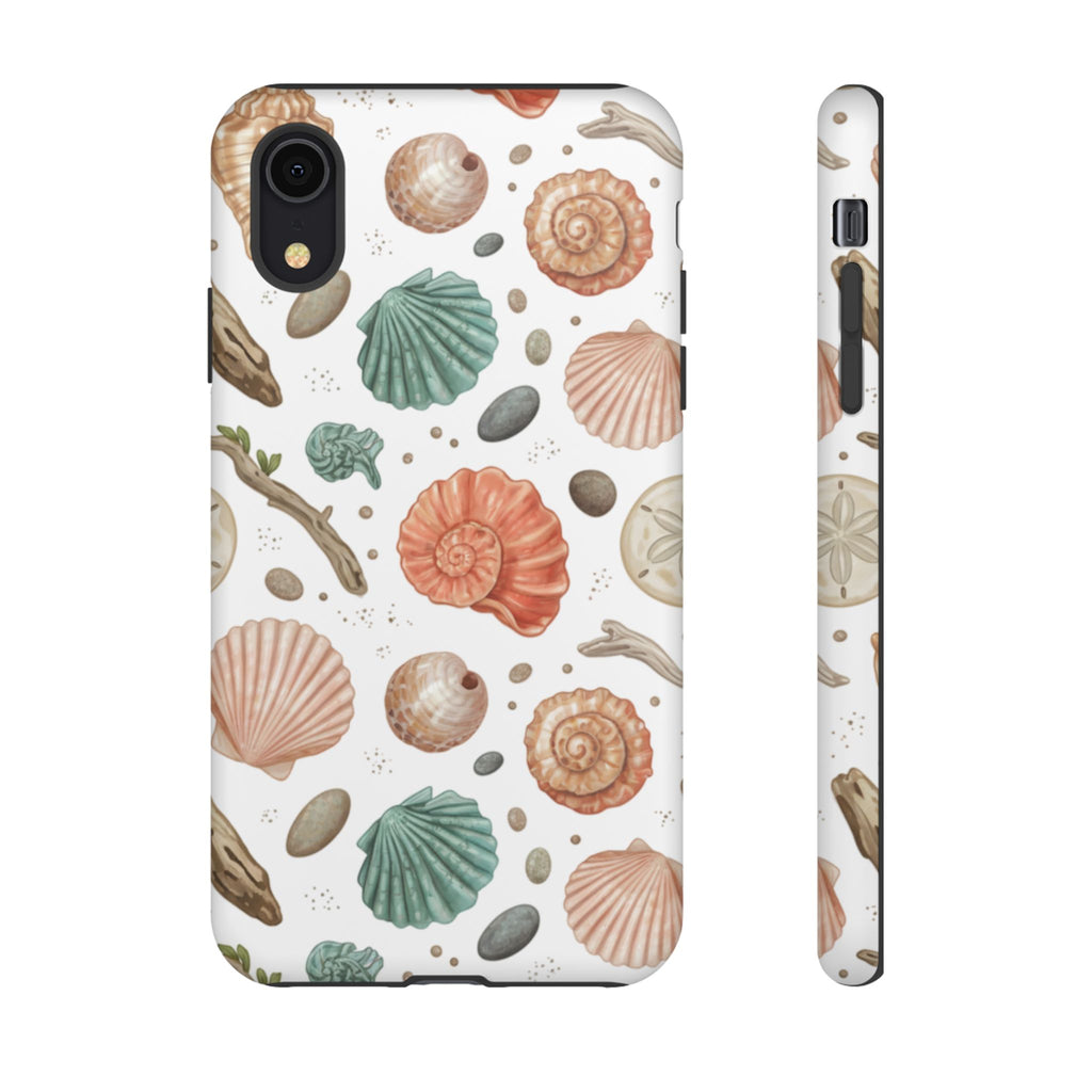 Seashell Pattern Phone Case - Coastal Beach Shells Protective Tough Case