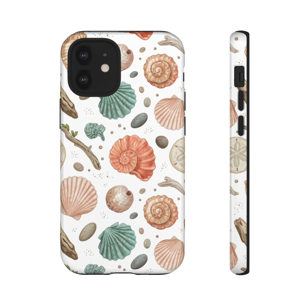 Seashell Pattern Phone Case - Coastal Beach Shells Protective Tough Case