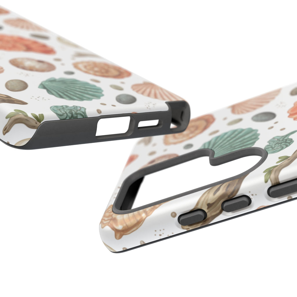 Seashell Pattern Phone Case - Coastal Beach Shells Protective Tough Case