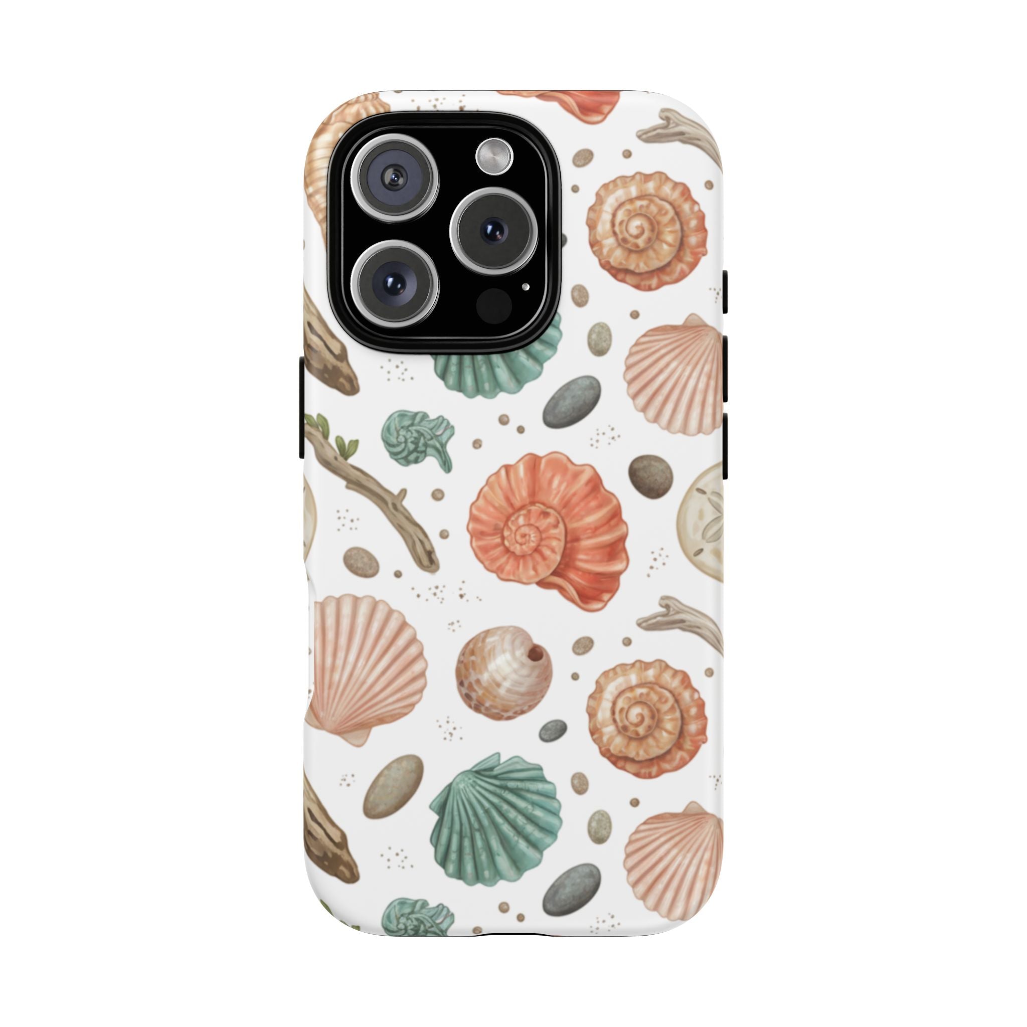 Seashell Pattern Phone Case - Coastal Beach Shells Protective Tough Case