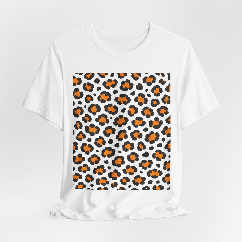 Leopard Print Orange Square T‑Shirt – Animal Print Graphic Tee