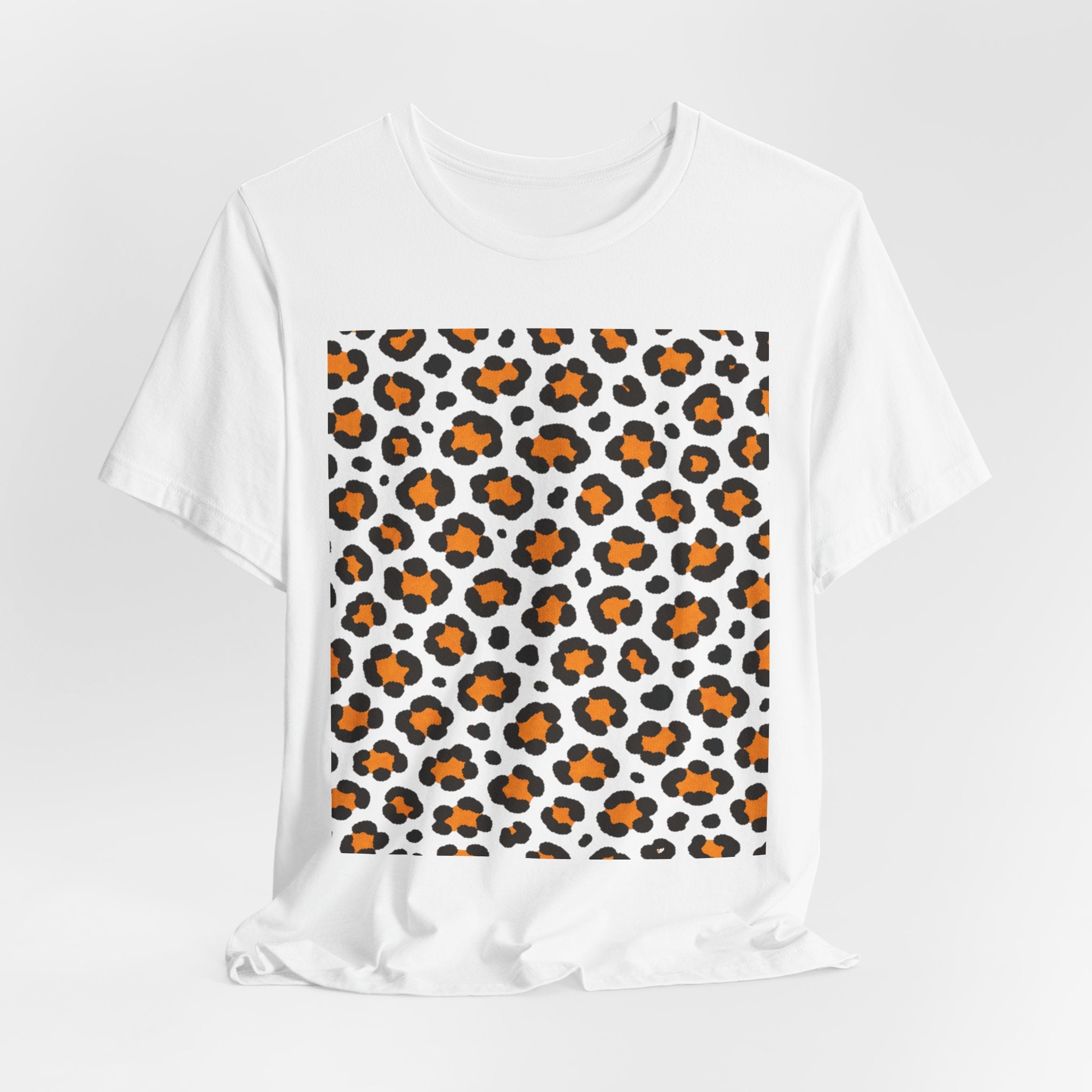 Leopard Print Orange Square T‑Shirt – Animal Print Graphic Tee