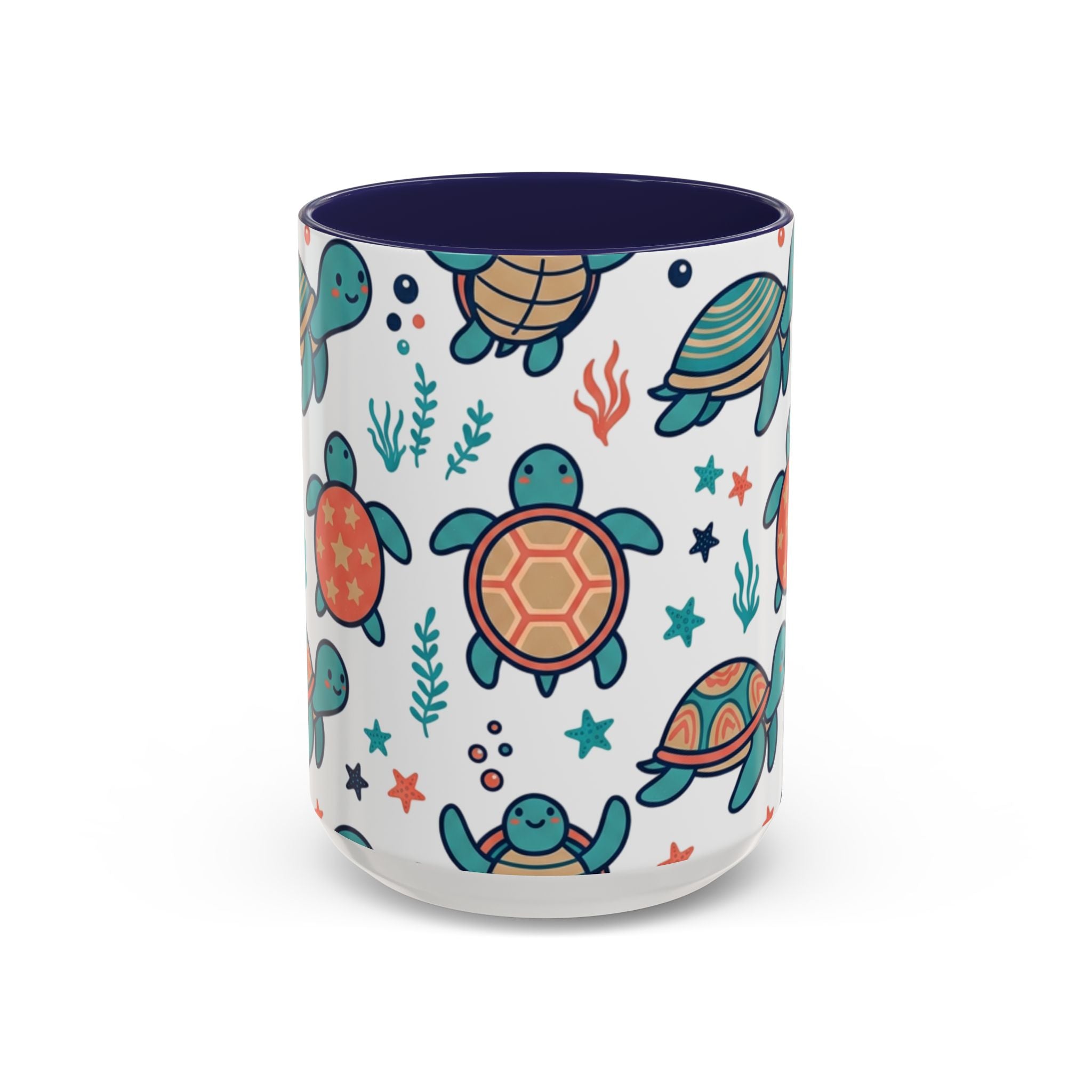 Turtle Pattern Coffee Mug — Cute Sea Turtle Accent Mug (11/15oz)